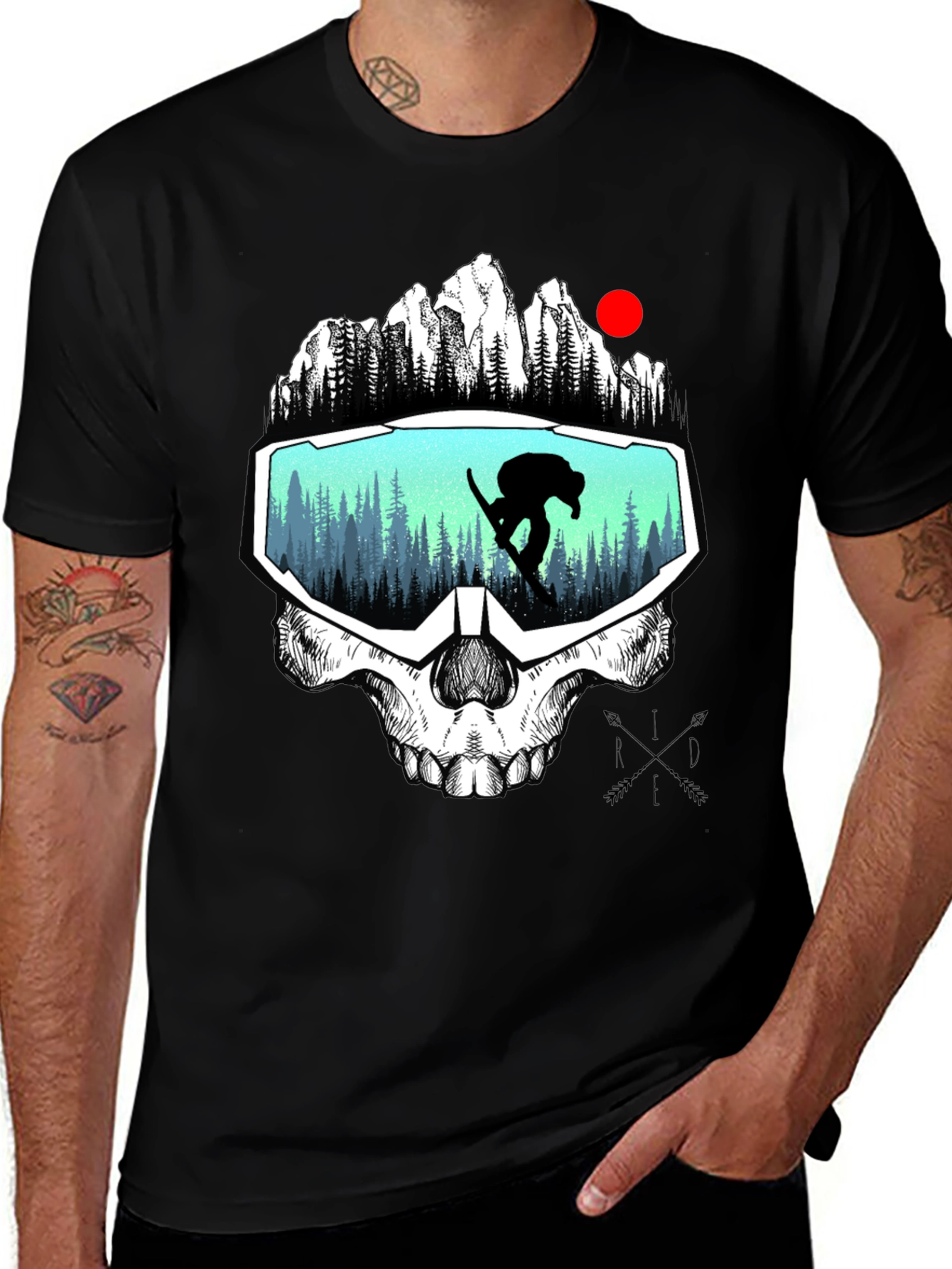 Skull Goggles Graphic Tee - Snowboarder Vision