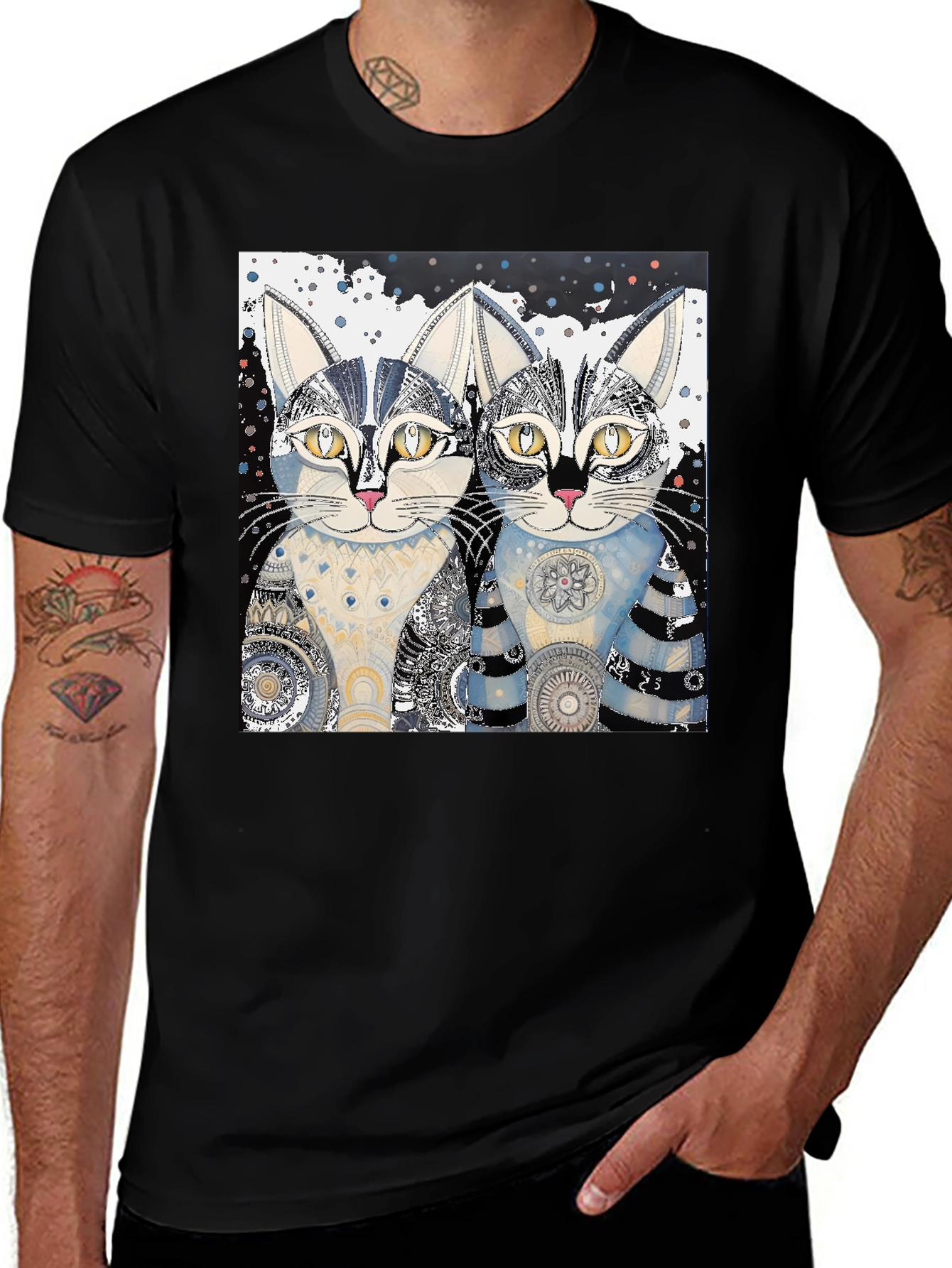 Variant 28 of Cat Art Graphic Tee - Whimsical Feline T-Shirt