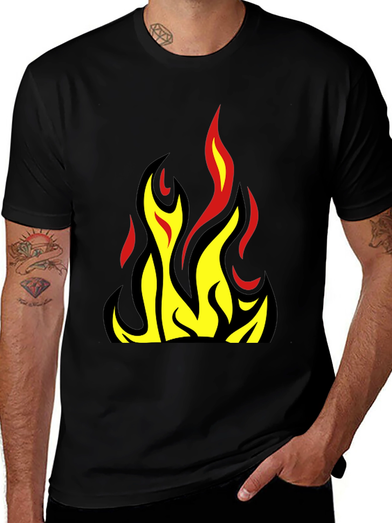 Variant 20 of Flame Graphic T-Shirt - Bold Black Tee