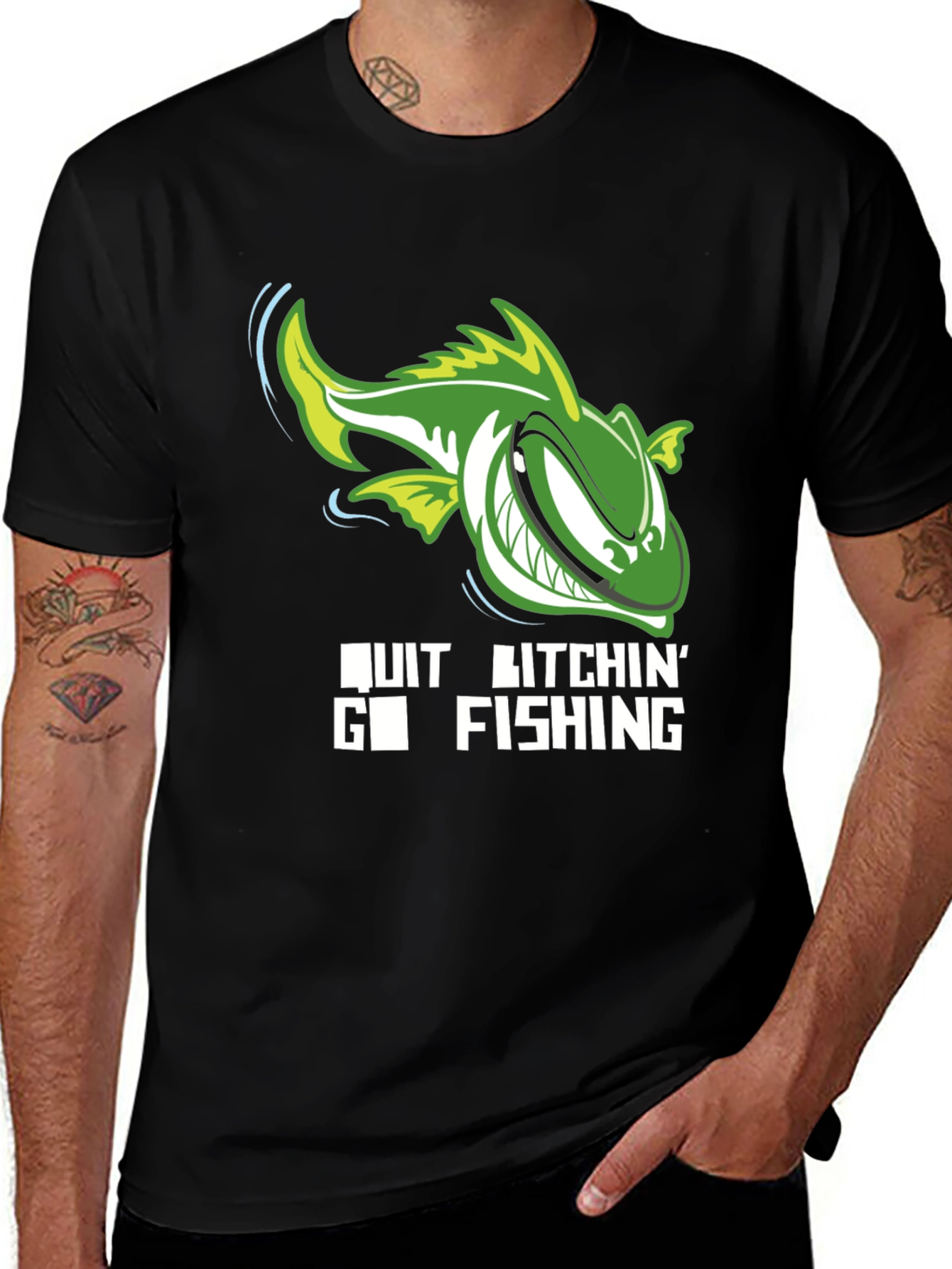 Variant 22 of Funny Fishing T-Shirt - Quit Bitchin' Go Fishing!