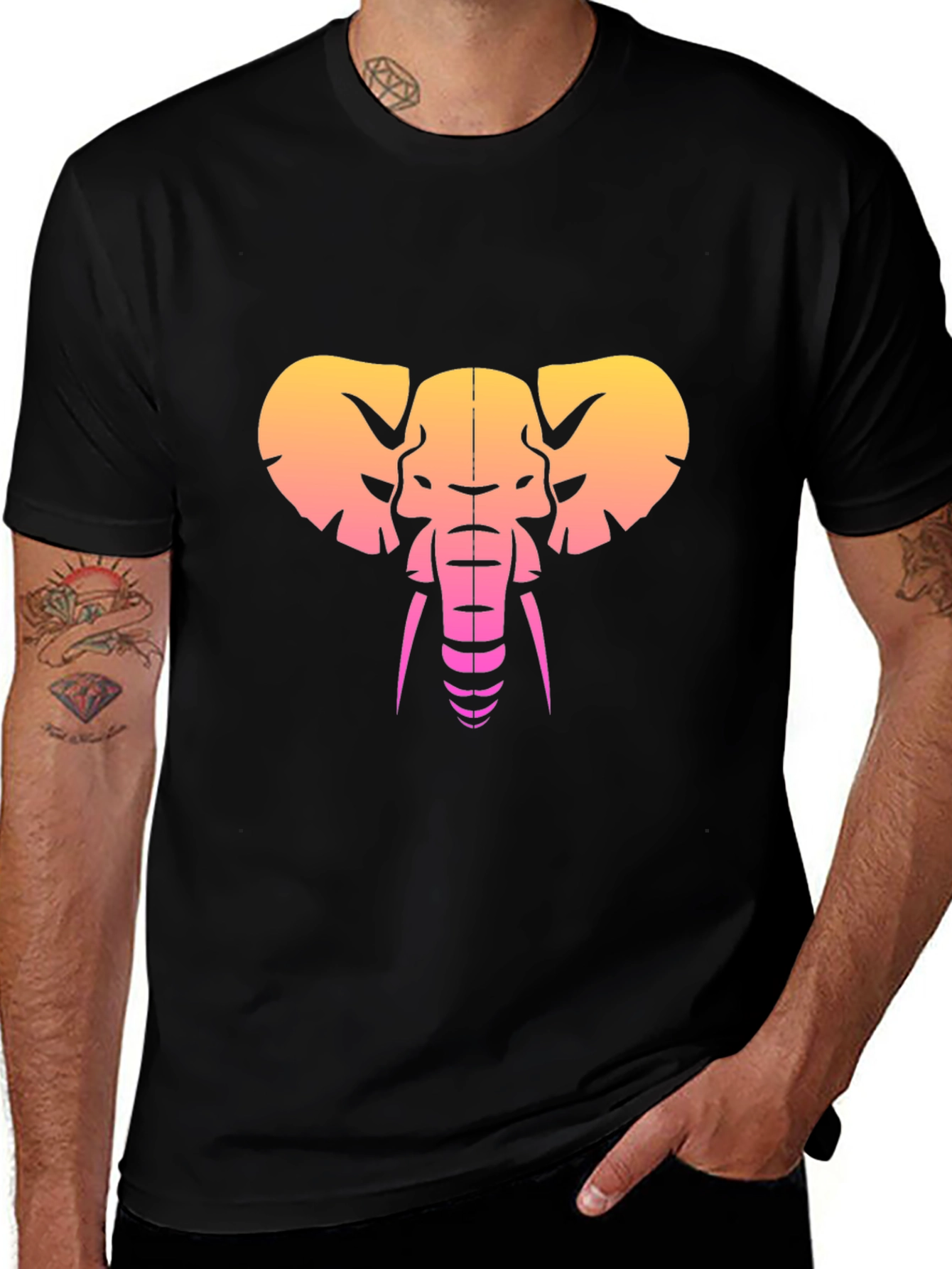 Variant 24 of Retro Elephant Graphic Tee - Black