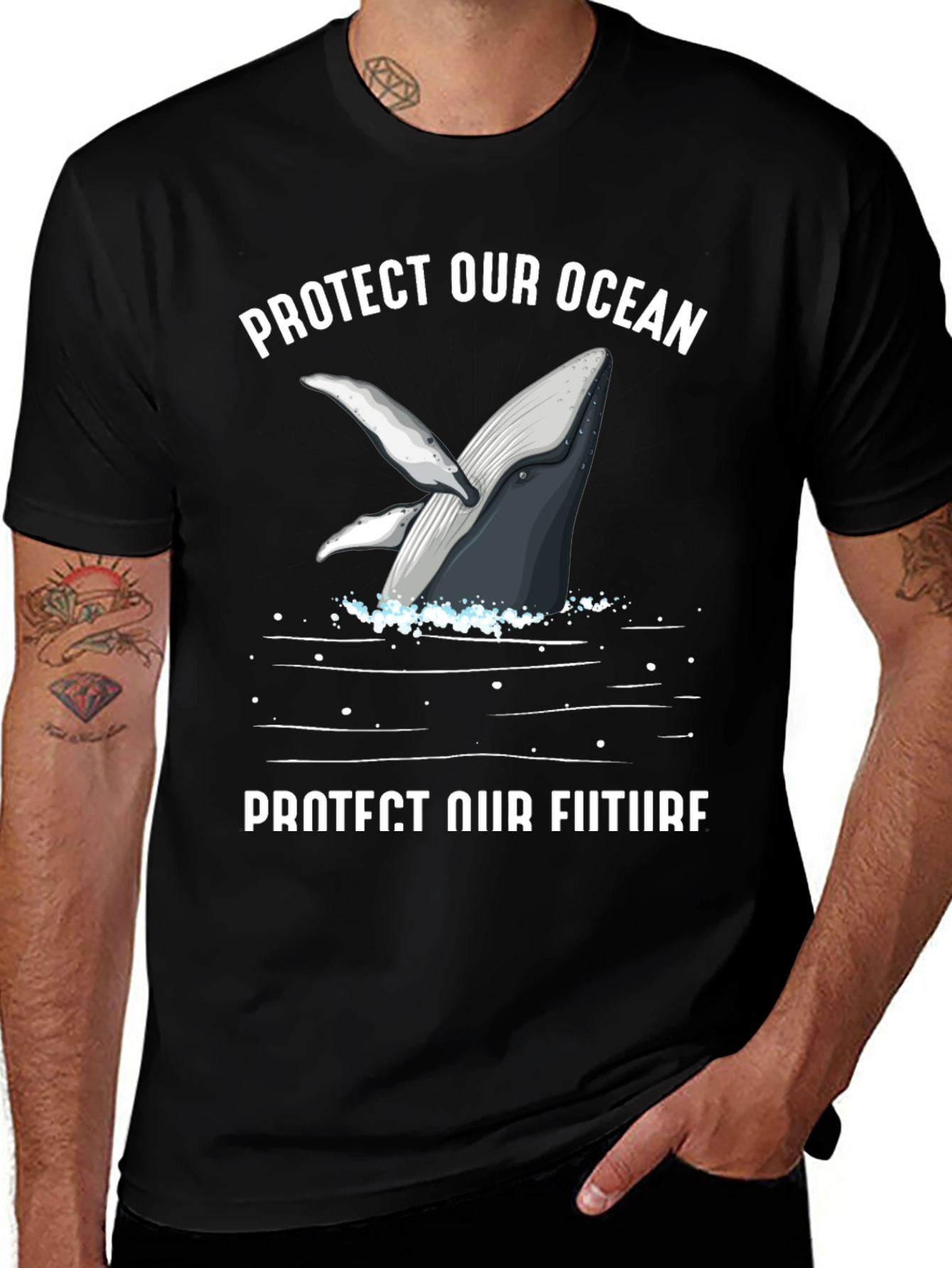 Variant 10 of Protect Our Ocean Whale Graphic Tee