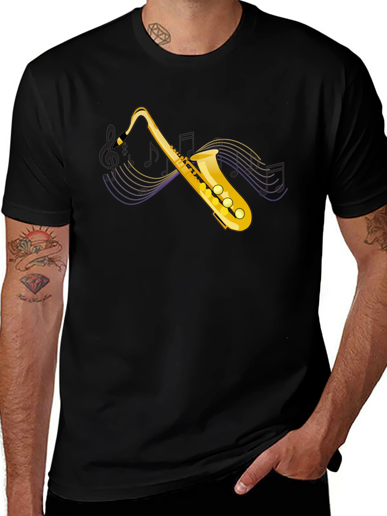 Variant 14 of Saxophone Graphic T-Shirt: Cool Musical Design