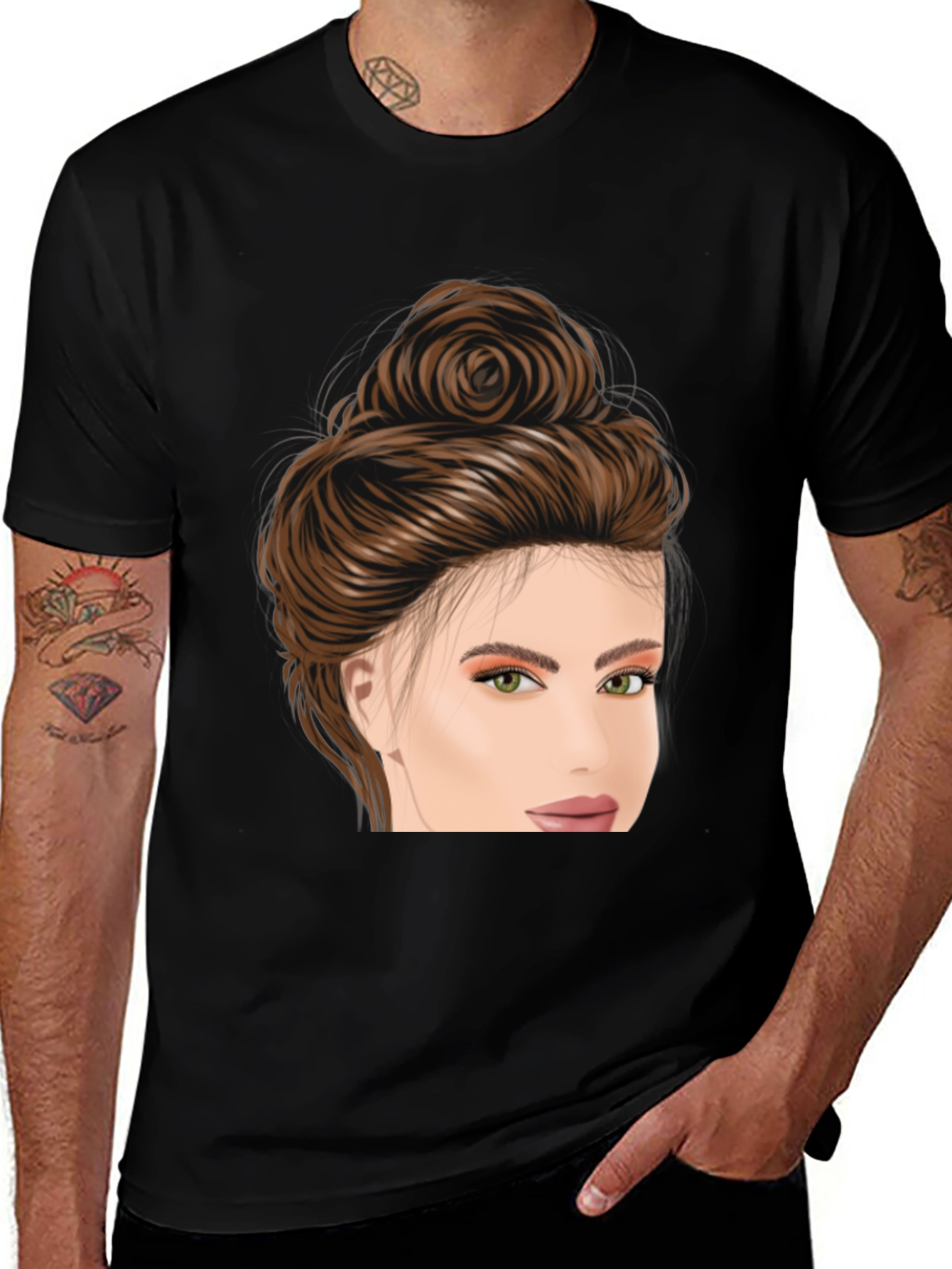 Variant 11 of Woman Face Graphic Print Black Tee