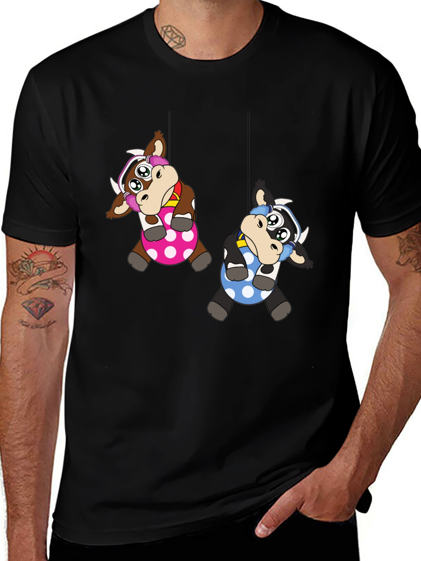 Variant 18 of Cartoon Cow Swing T-Shirt - Cute Animal Tee