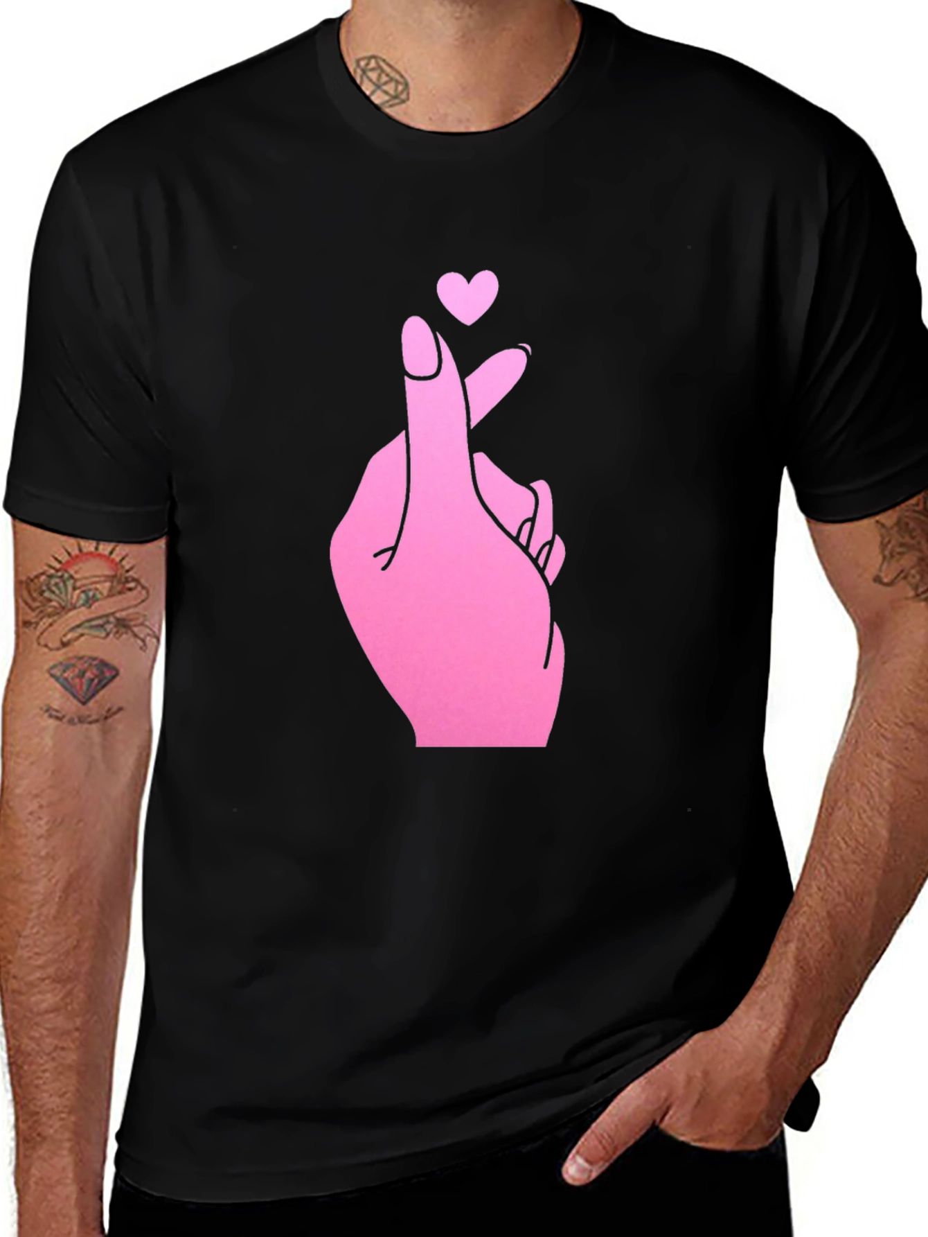 Variant 12 of Finger Heart T-Shirt - Korean Love Sign