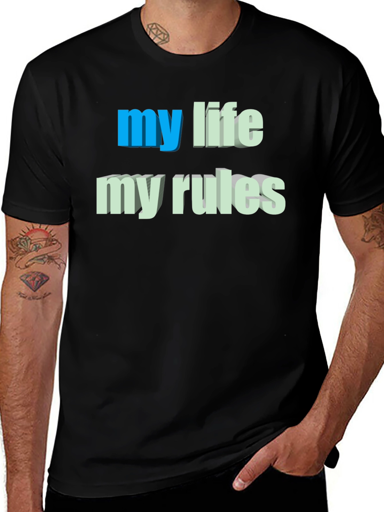 Variant 18 of My Life My Rules Graphic Tee - Black