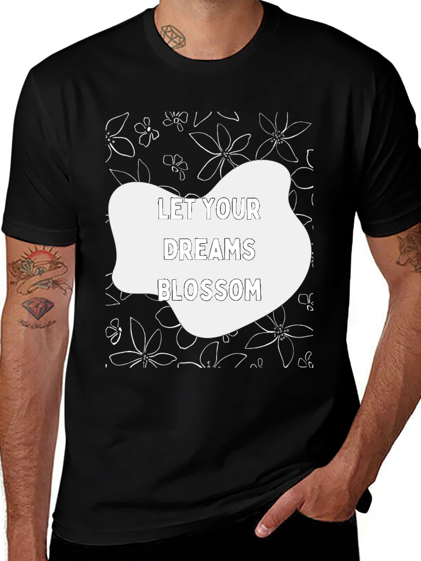 Variant 25 of Dream Blossom Black Graphic Tee
