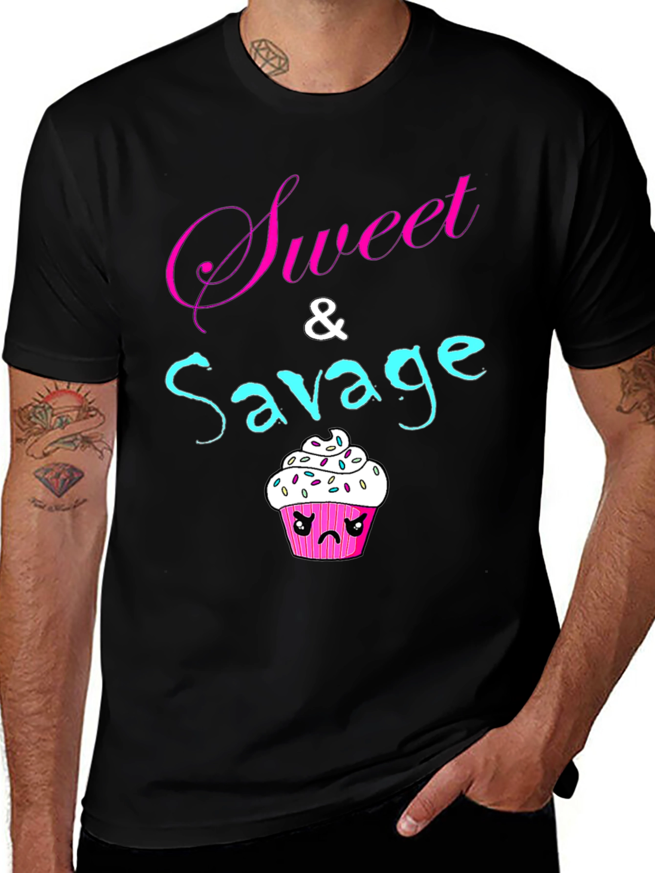 Variant 4 of Sweet & Savage Graphic T-Shirt - Unisex Black Tee