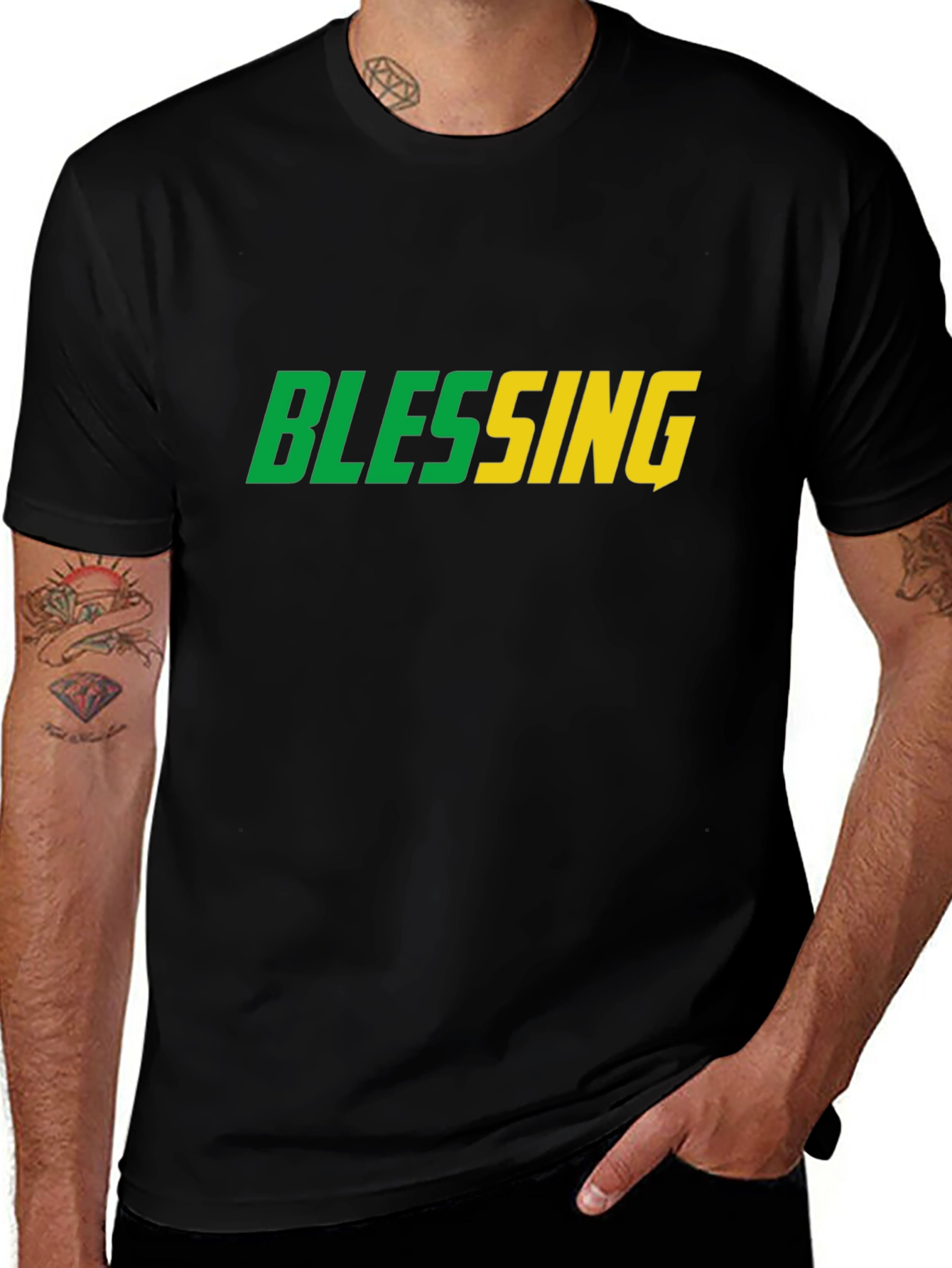 Variant 26 of Blessing Graphic Tee - Men's Black T-Shirt