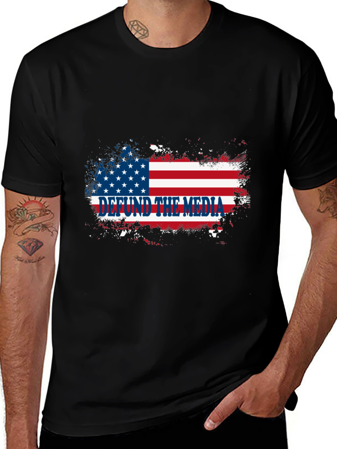 Variant 12 of Defund the Media T-Shirt American Flag