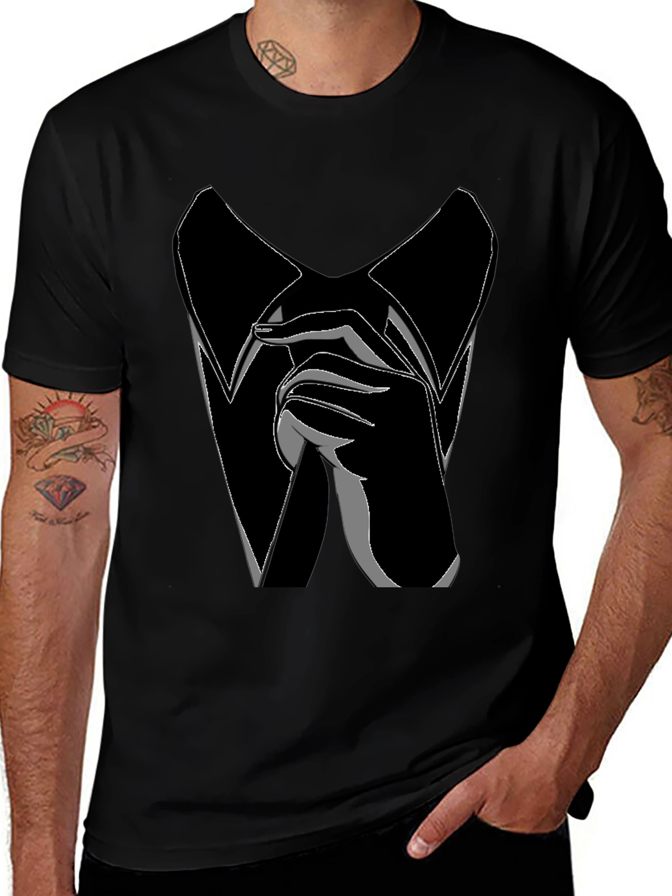 Variant 25 of Abstract Hand Gesture Graphic Black T-Shirt