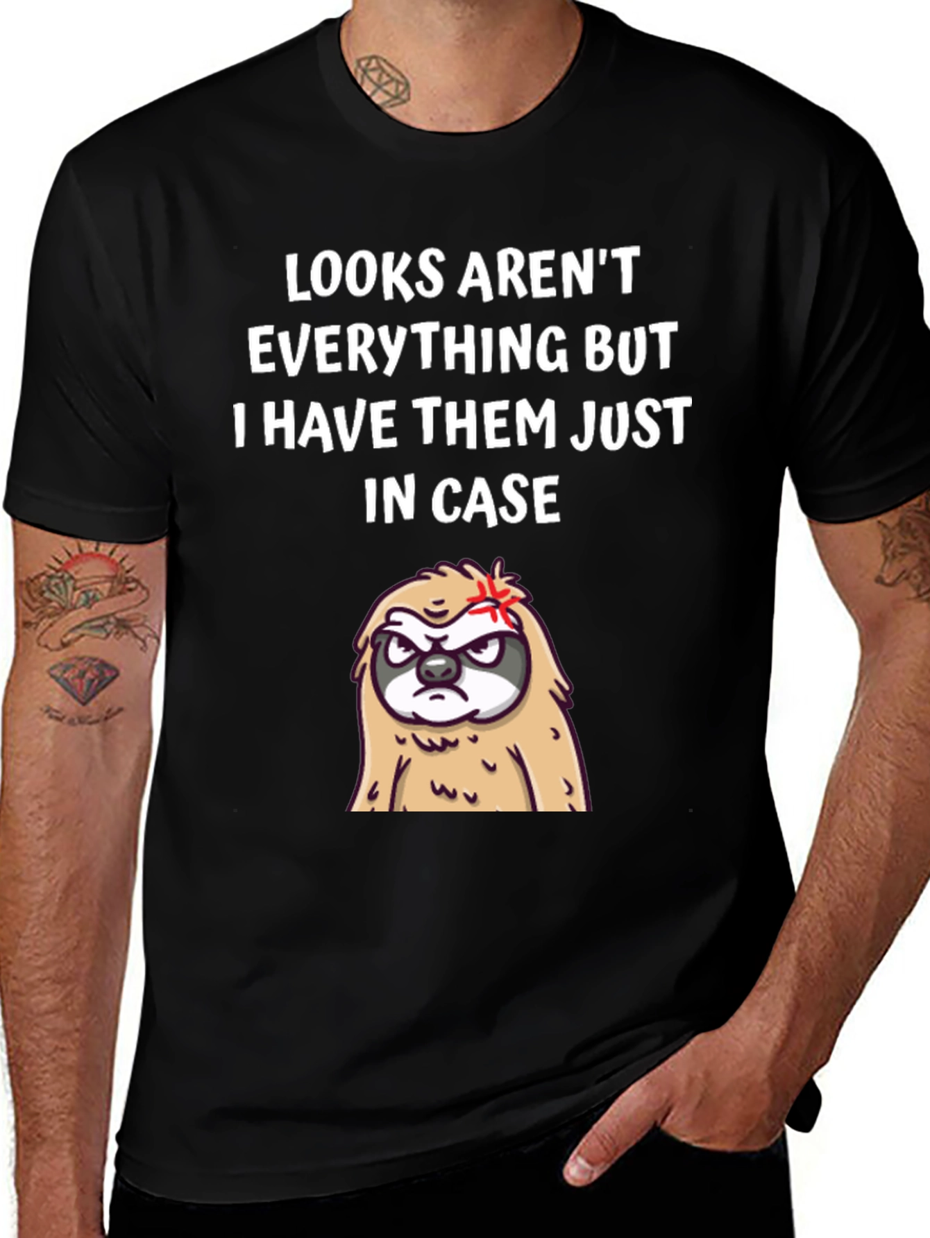 Variant 24 of Funny Sloth Graphic Tee - Looks Aren't Everything T-Shirt