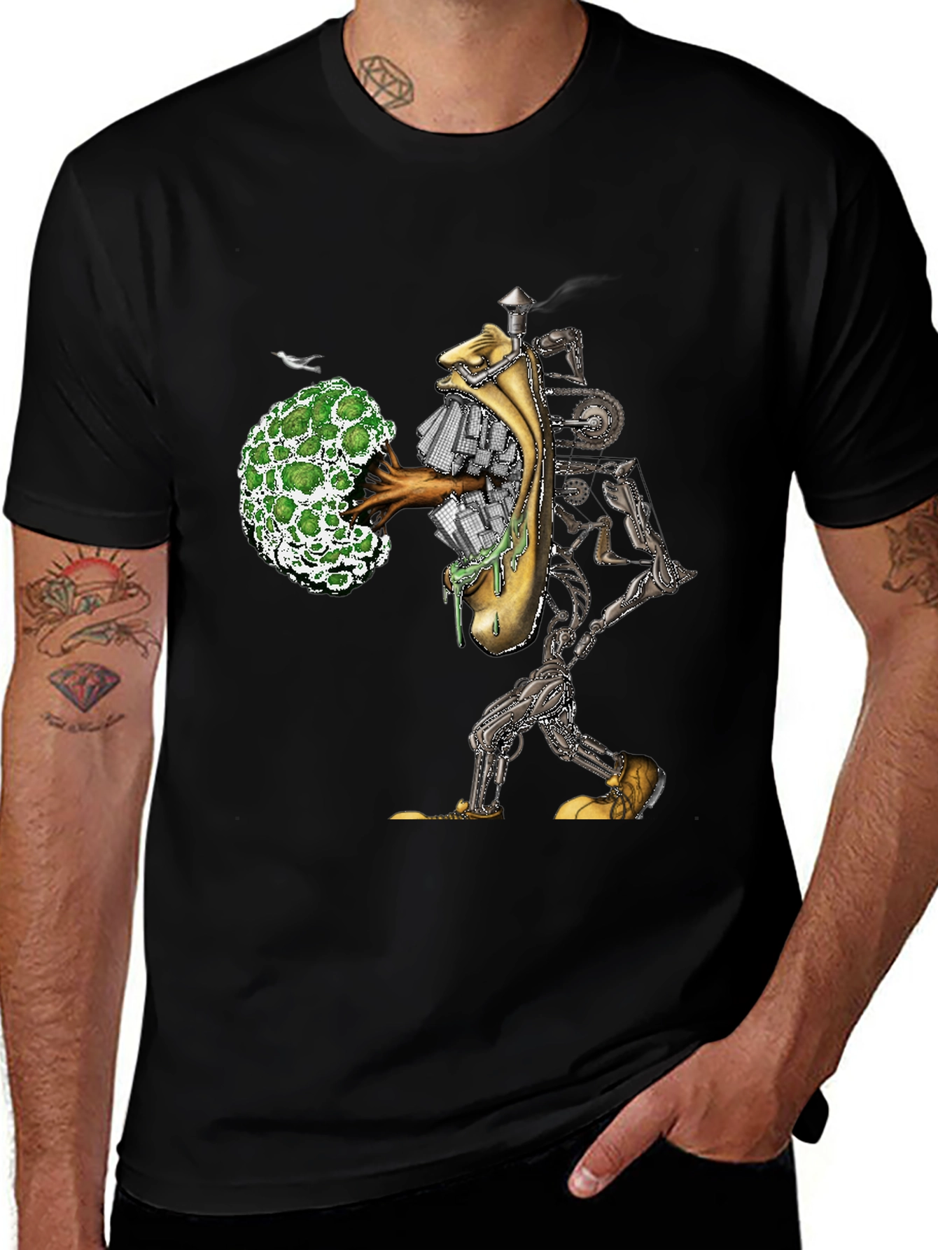 Surreal Graphic Print Black T-Shirt