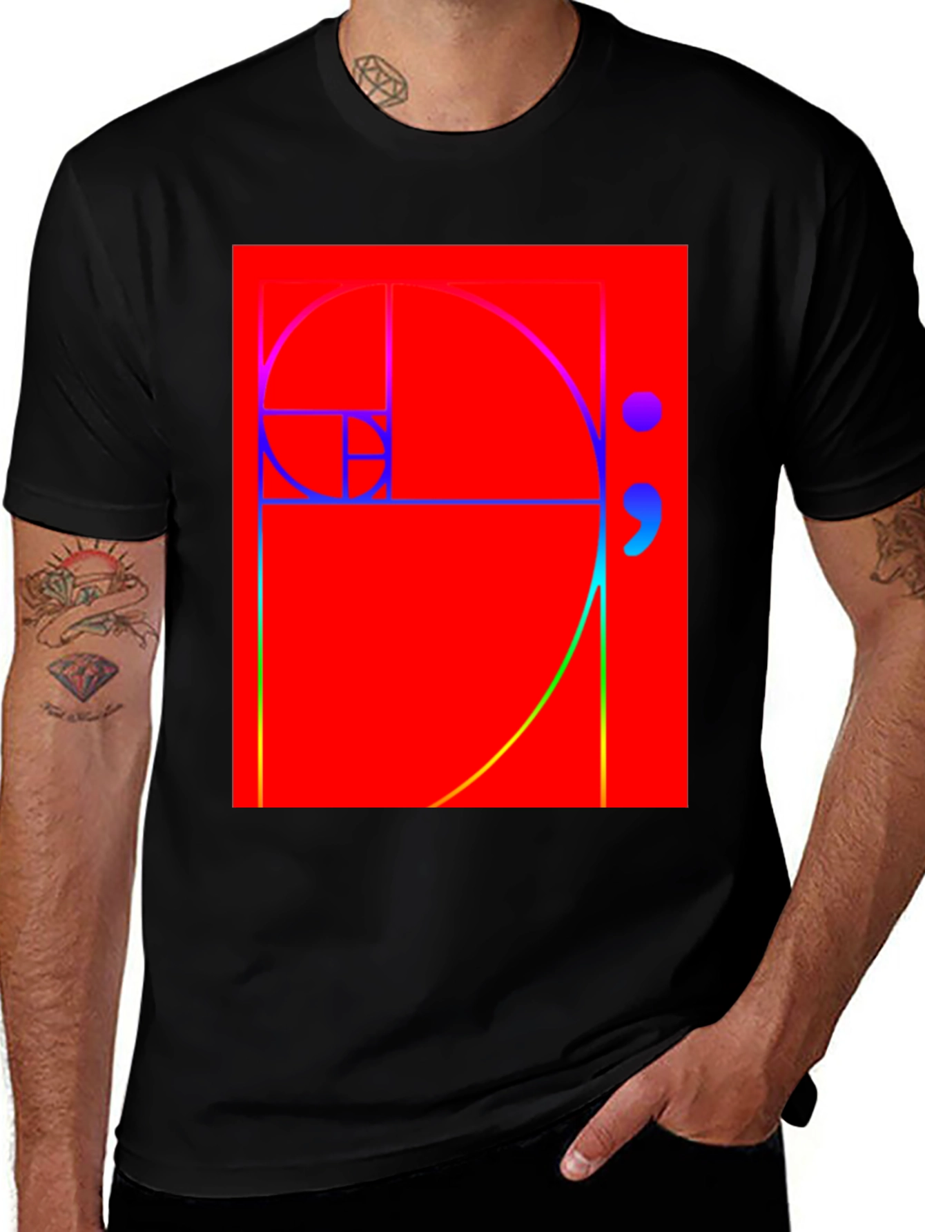 Fibonacci Sequence Graphic Tee - Black Cotton T-Shirt