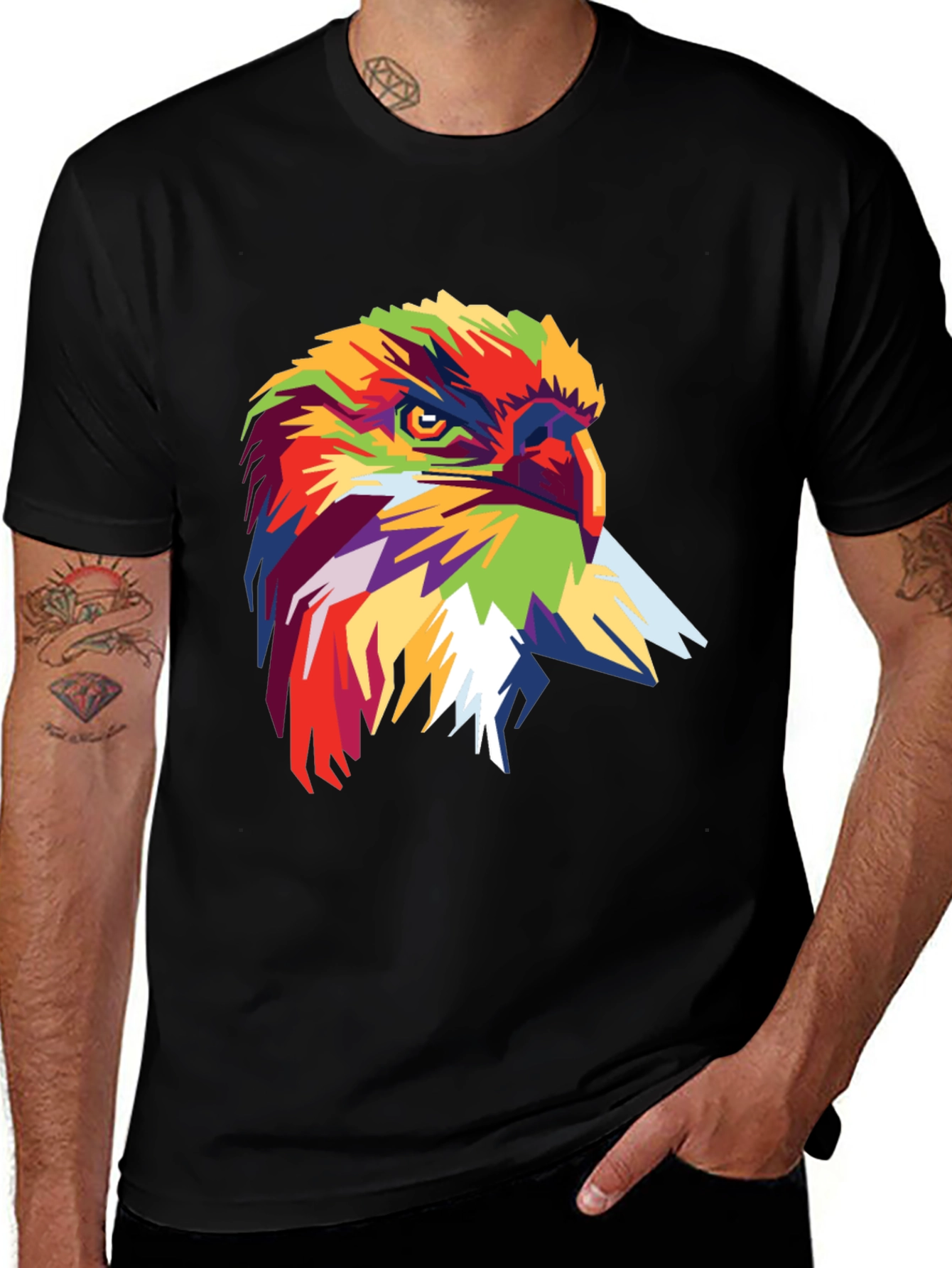 Variant 28 of Vibrant Eagle Graphic Black T-Shirt