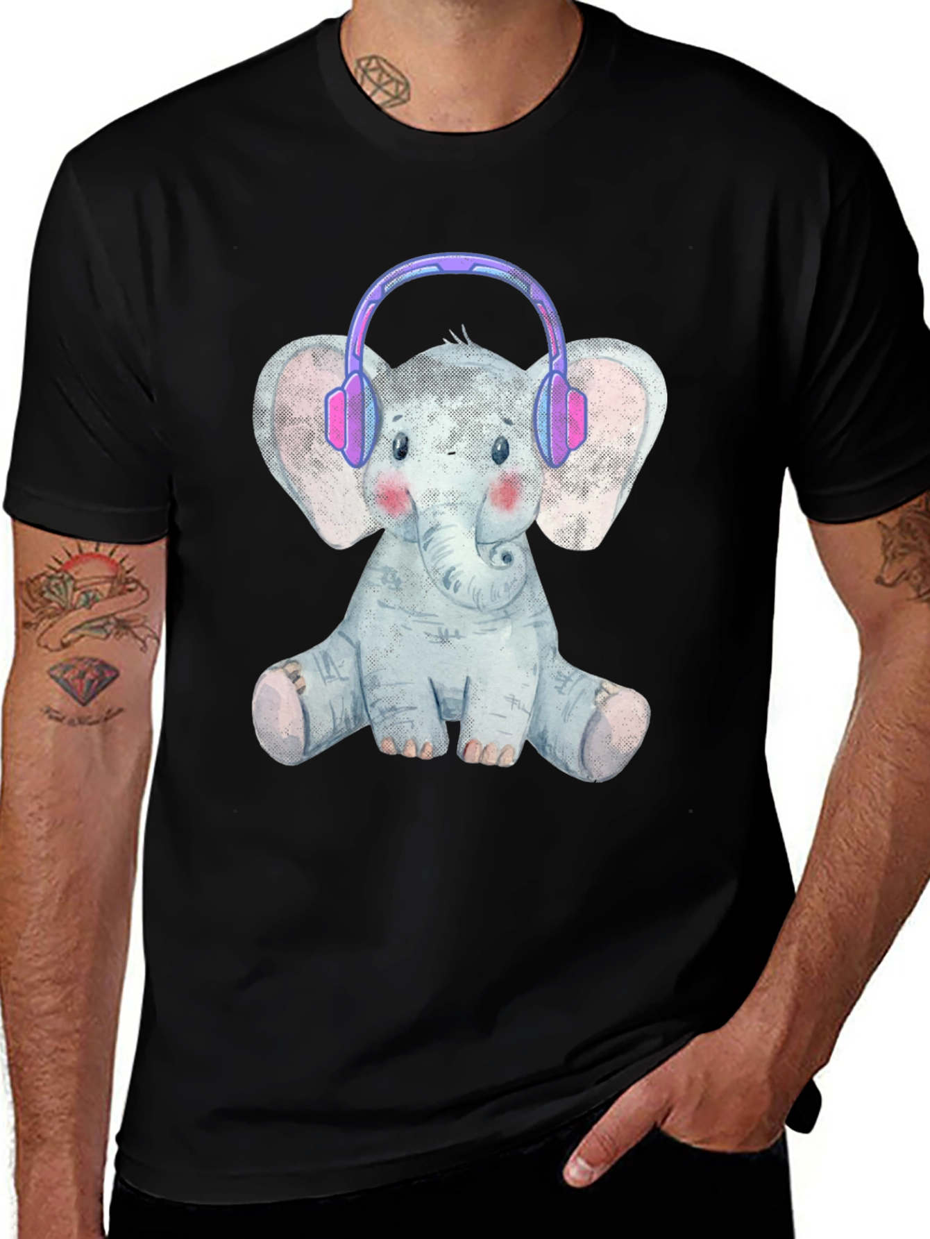 Variant 3 of Cute Elephant with Headphones T-Shirt
