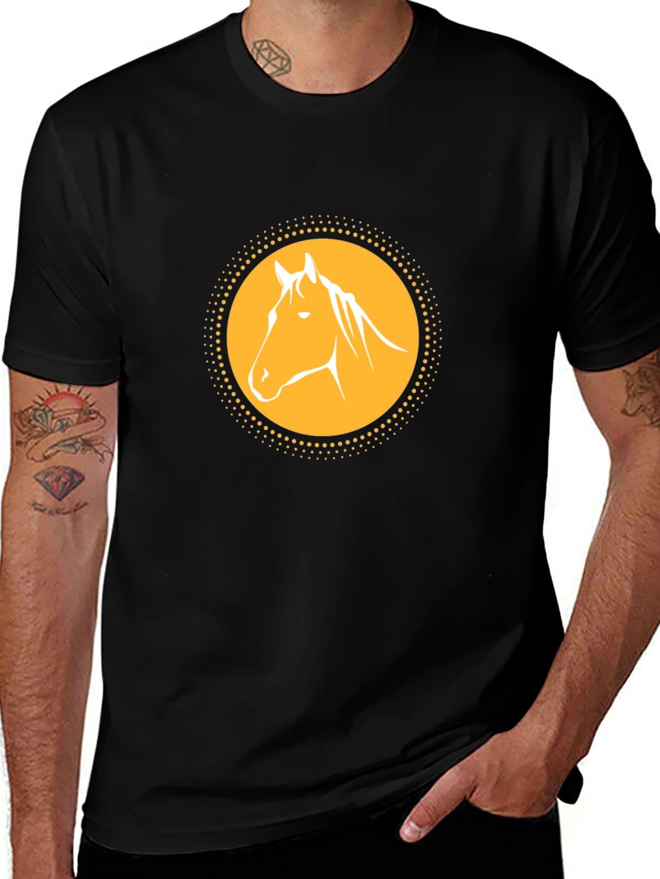 Variant 28 of Horse Graphic Tee - Men's Black T-Shirt