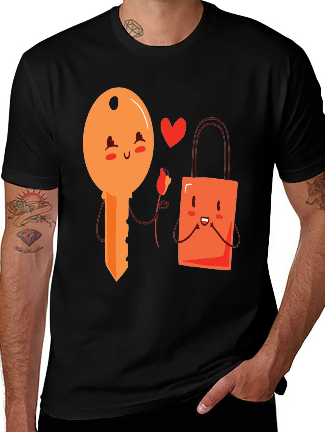 Variant 15 of Key to My Heart Graphic T-Shirt - Love Lock Design