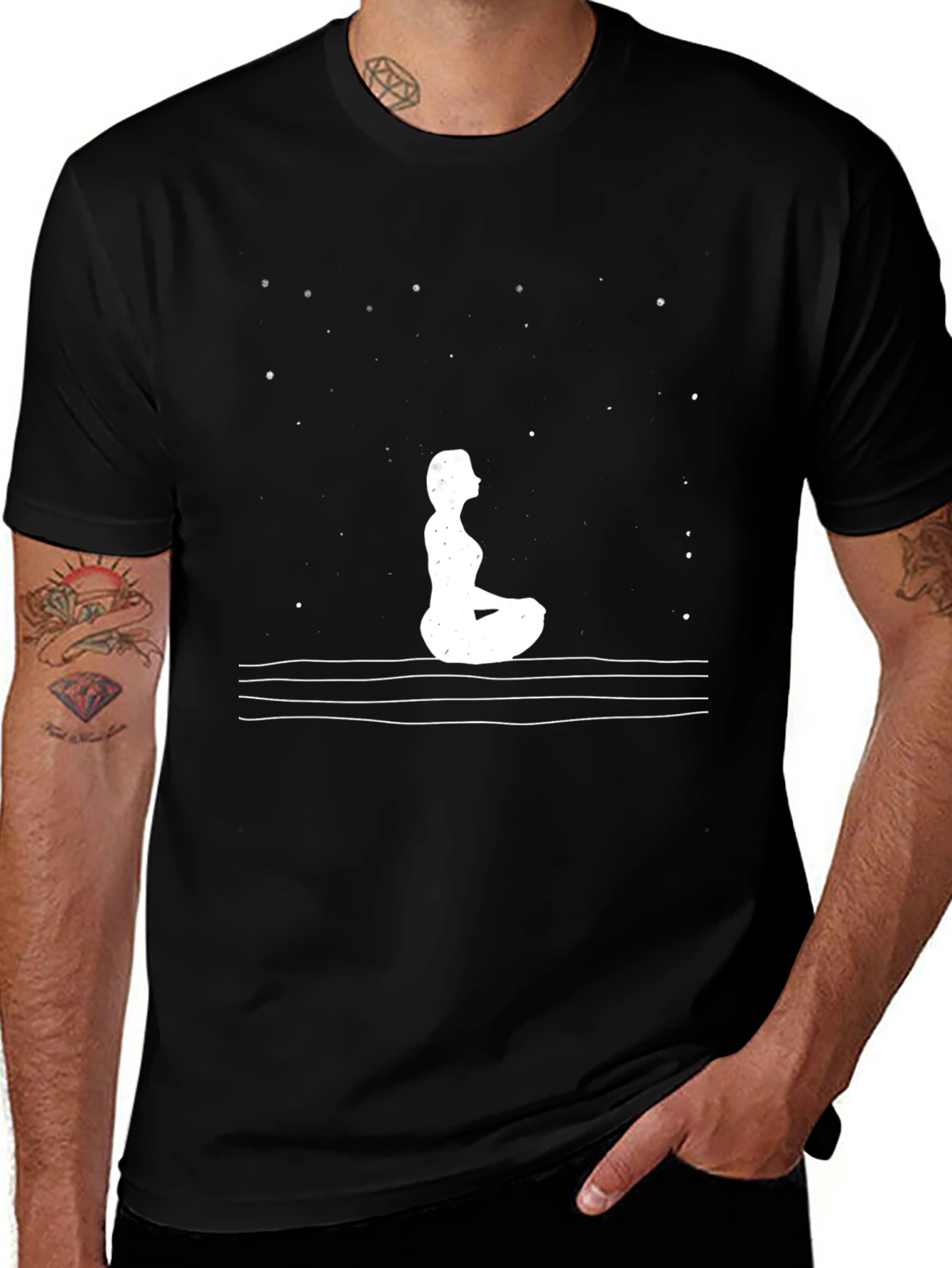 Variant 30 of Yoga Meditation T-Shirt - Starry Night Design