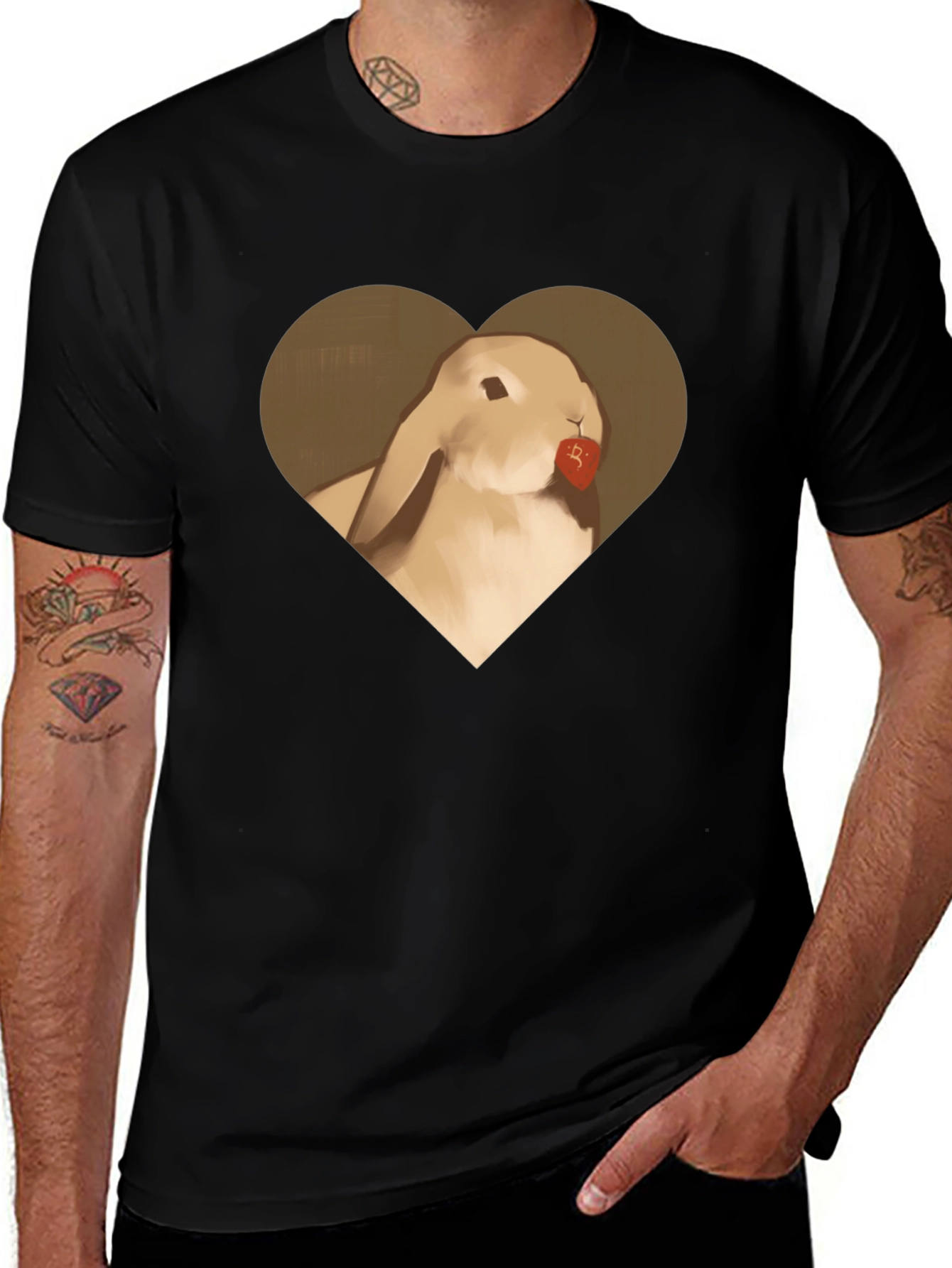 Variant 12 of Bunny Love T-Shirt - Cute Rabbit Heart Graphic Tee