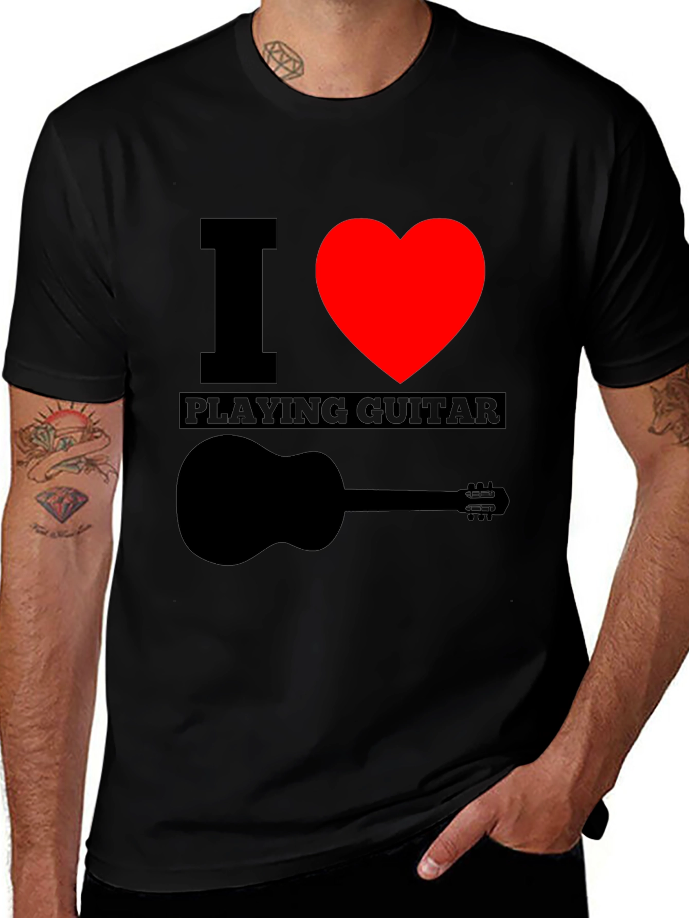 Variant 24 of I Heart Playing Guitar Graphic Tee - Black Cotton