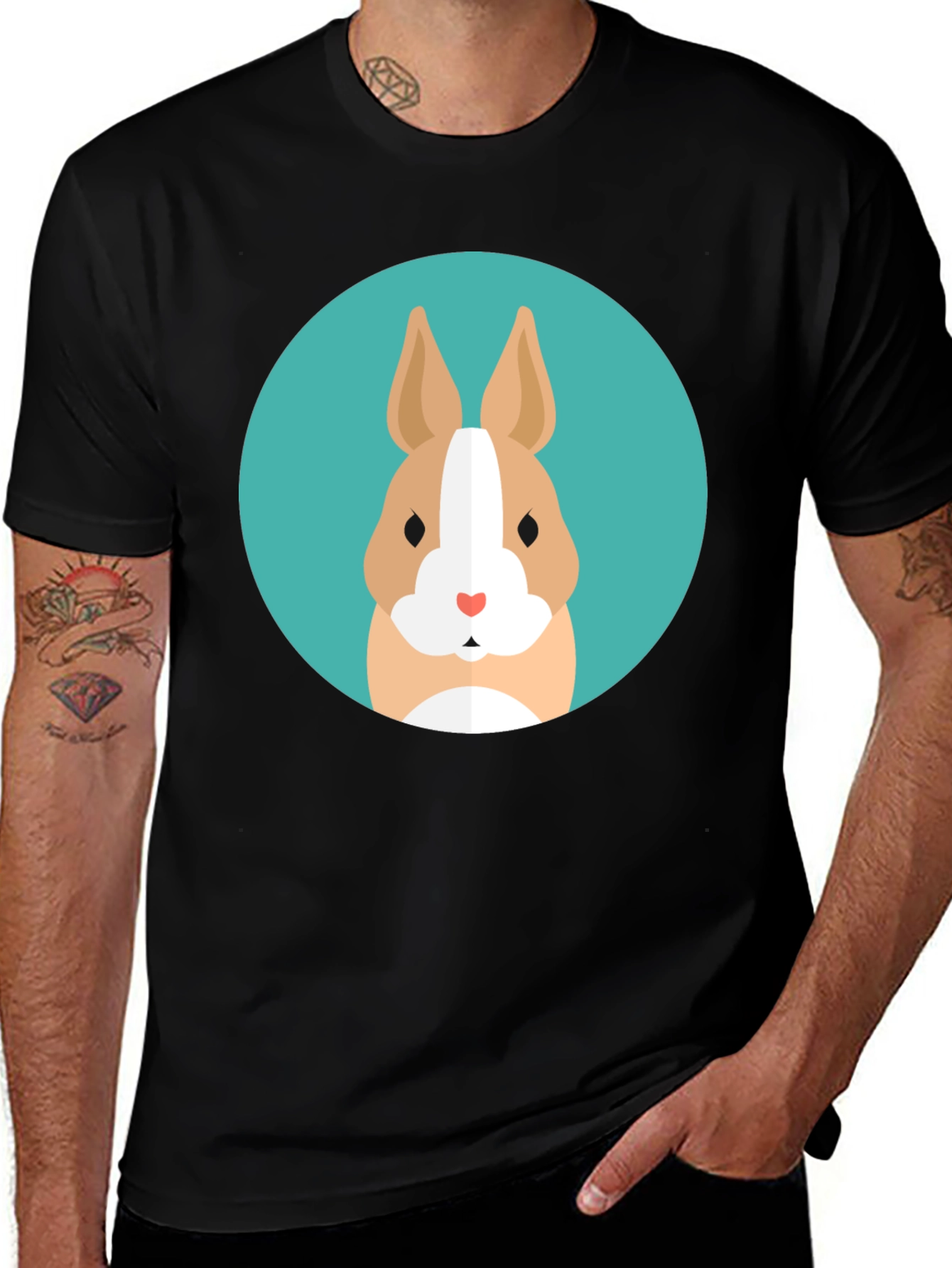 Variant 26 of Cute Bunny Graphic Tee - Soft Black Cotton T-Shirt