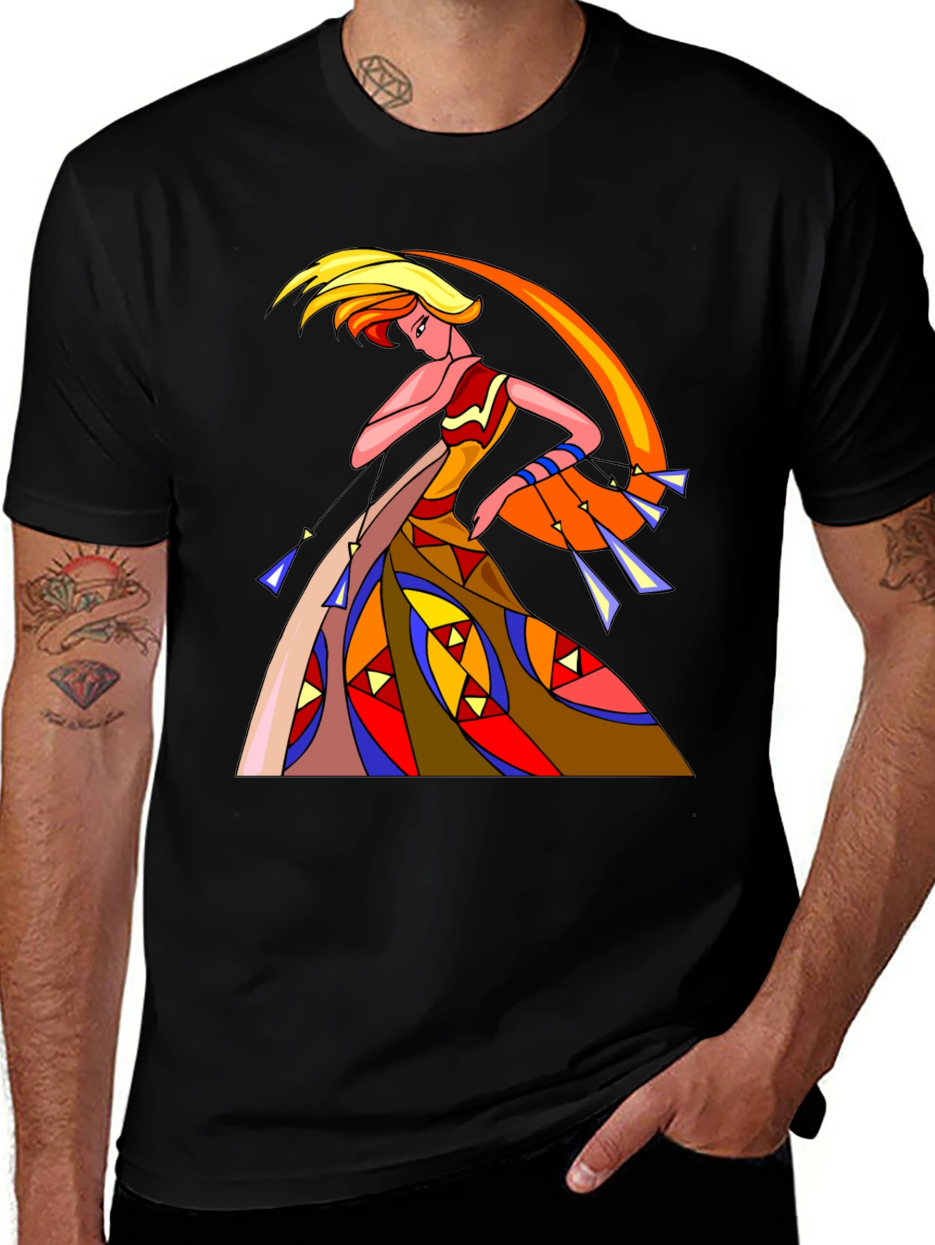 Variant 25 of Abstract Woman Graphic Black T-Shirt