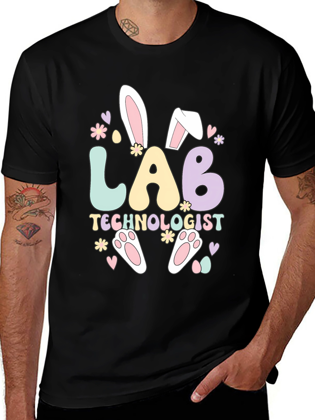 Variant 17 of Lab Technologist Easter Bunny Paw Print T-Shirt