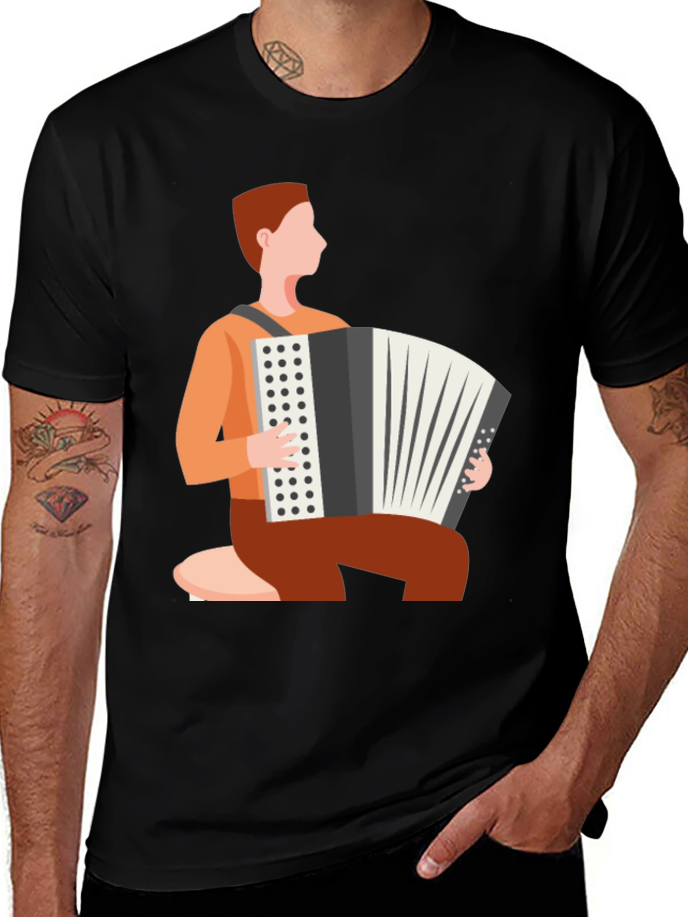 Variant 10 of Accordion Player Graphic Tee - Black Cotton Comfort