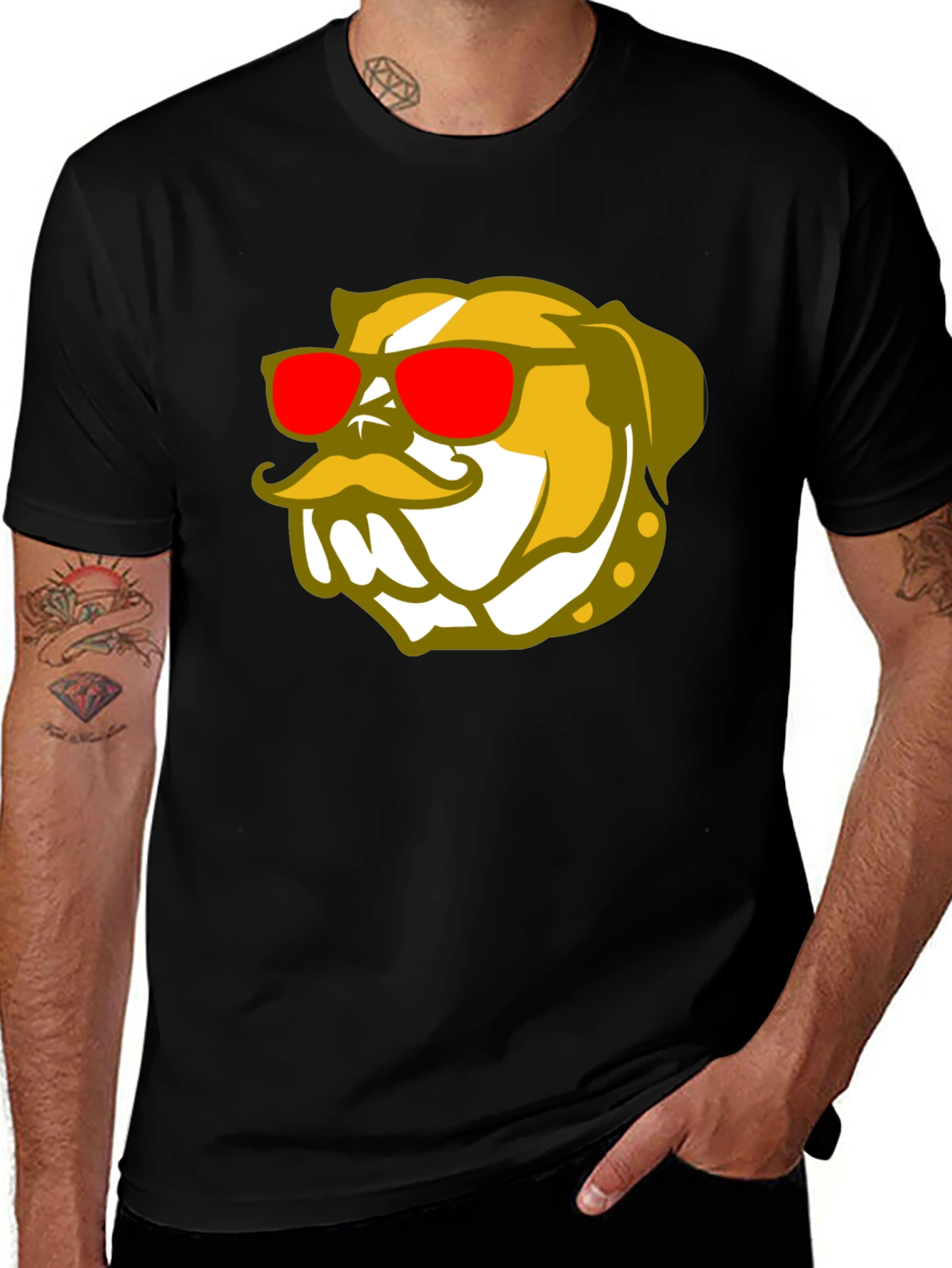 Variant 14 of Cool Bulldog Graphic Black T-Shirt