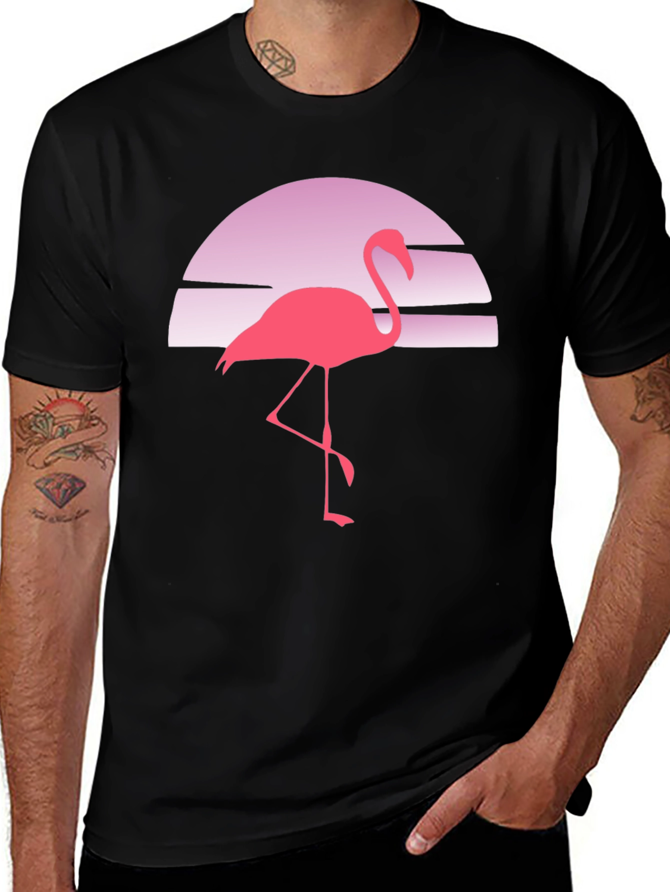 Variant 12 of Retro Flamingo Sunset Graphic Tee