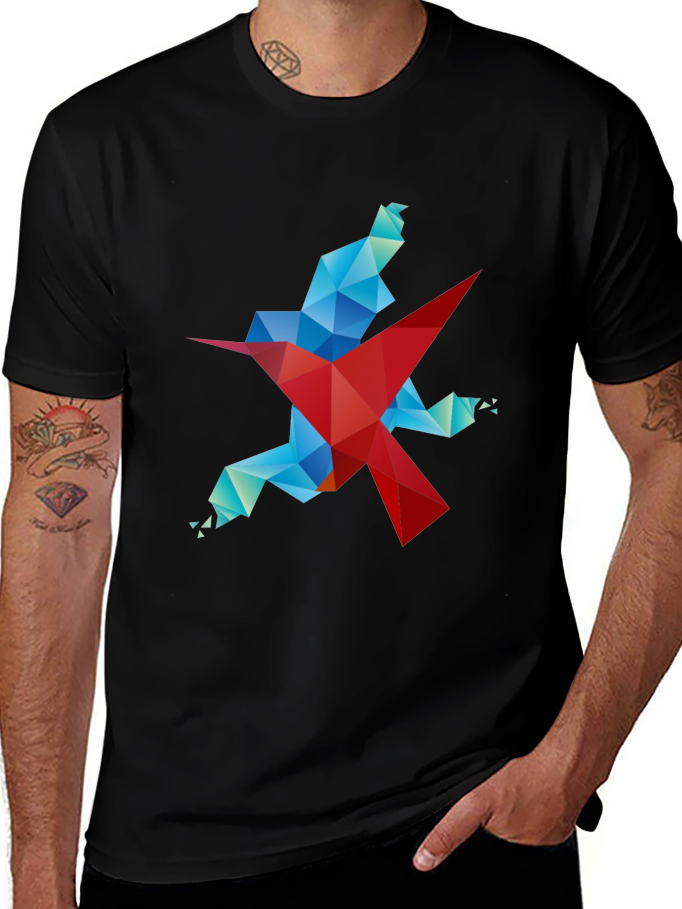 Variant 14 of Geometric Hummingbird Graphic Tee