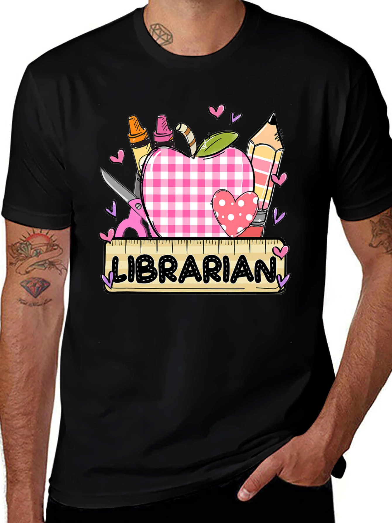 Variant 12 of Librarian Apple Heart Tee - Cute Teacher Appreciation Shirt