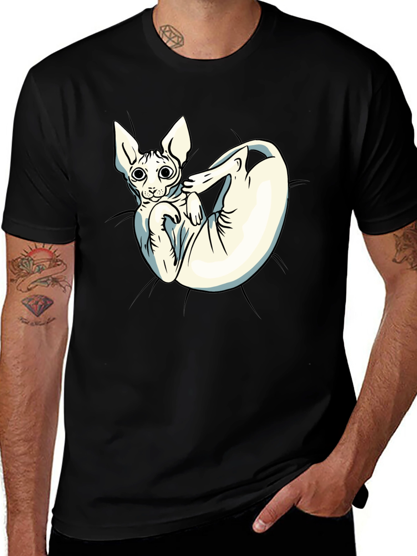 Variant 11 of Sphynx Cat Graphic Black T-Shirt - Unique Animal Tee