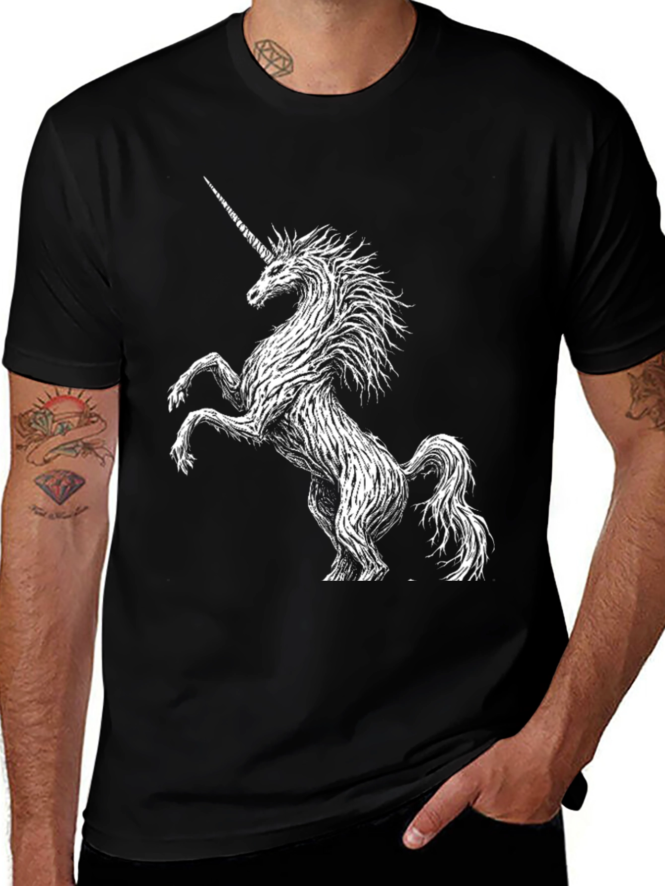 Variant 25 of Unicorn Graphic Black T-Shirt - Men's Fashion