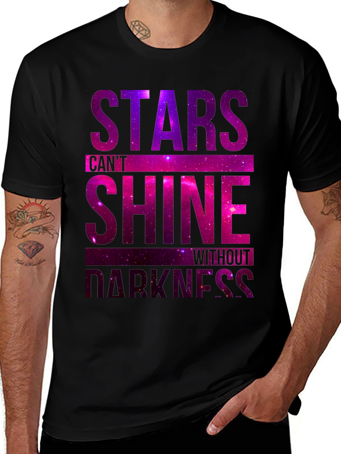 Variant 30 of Stars Shine T-Shirt: Galaxy Print Motivational Tee