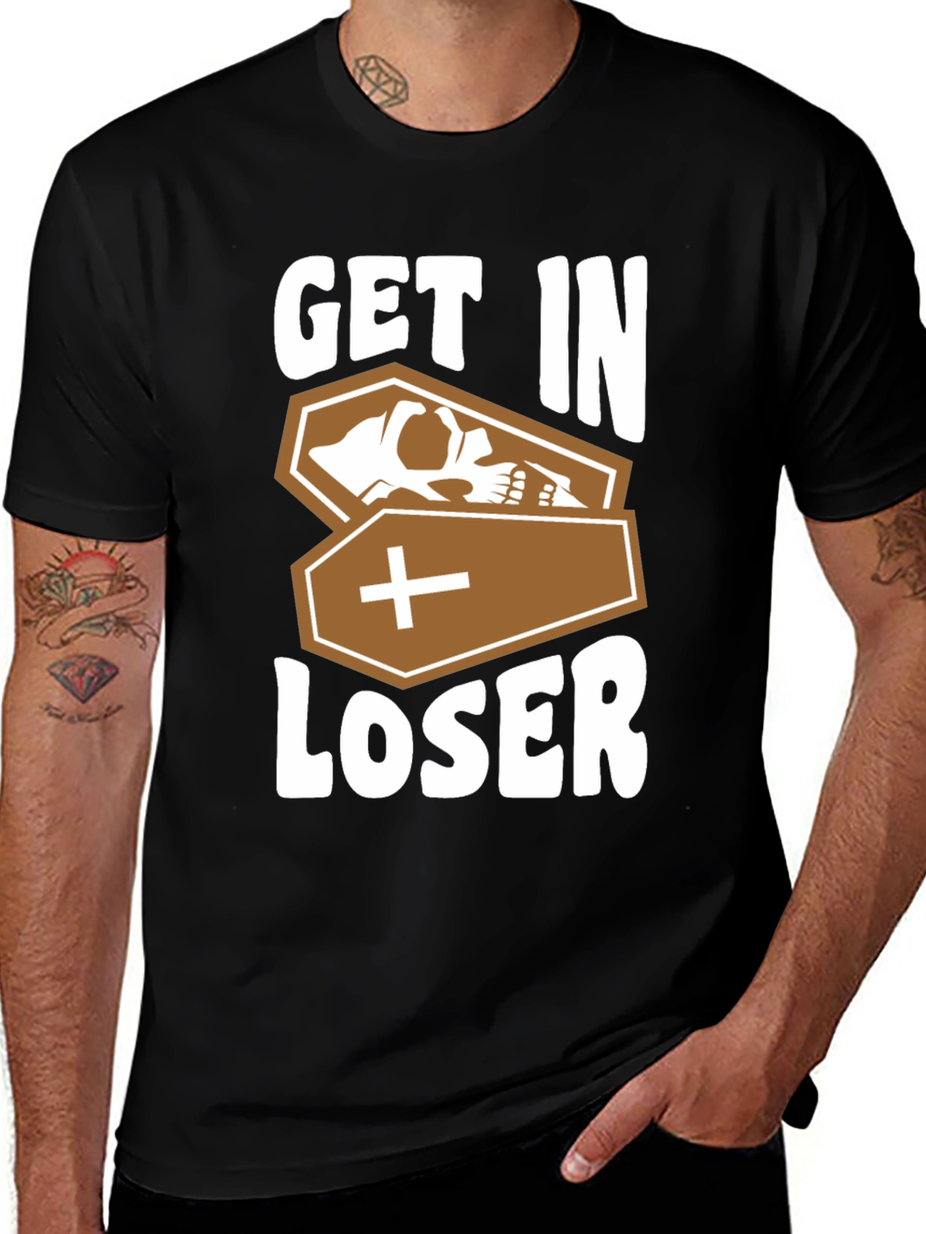 Variant 11 of Get In Loser Coffin Graphic Tee