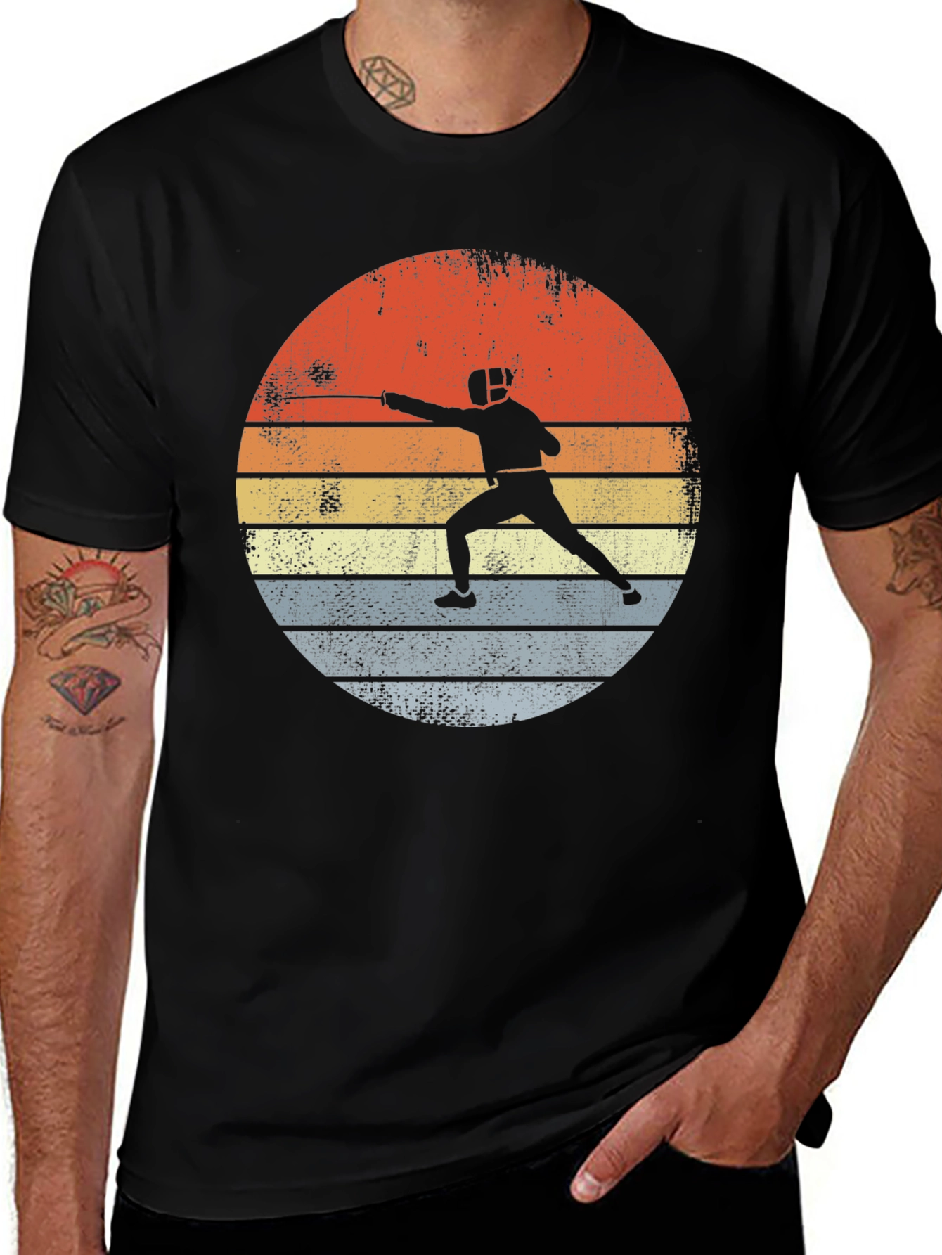 Variant 17 of Fencing Sunset Graphic Tee - Retro Sportswear
