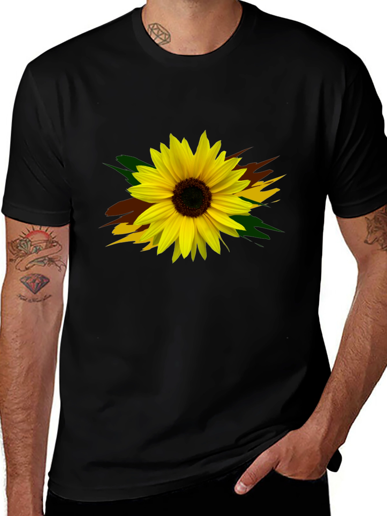 Variant 21 of Sunflower Graphic Print Black T-Shirt