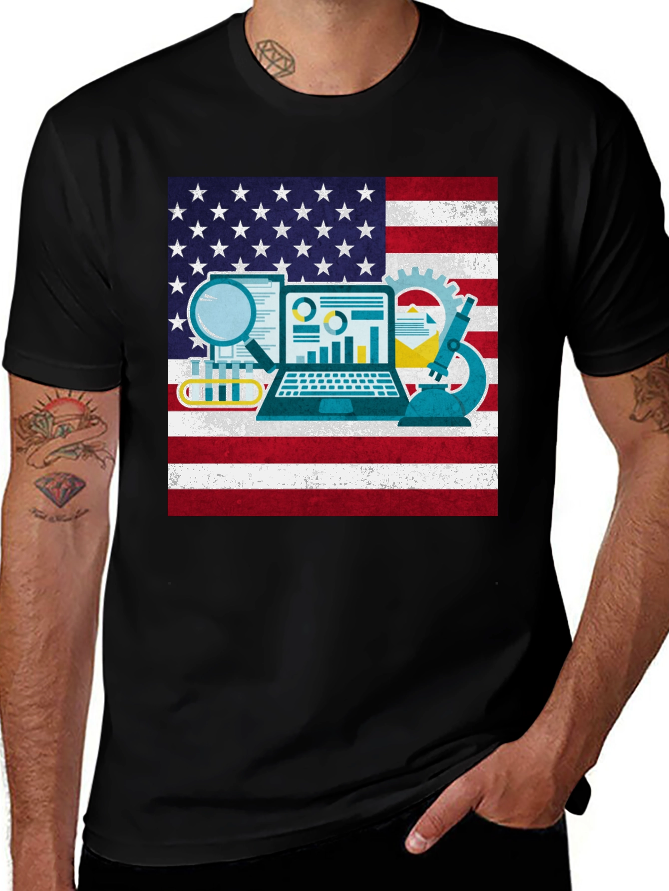 Variant 11 of Science & USA Flag T-Shirt
