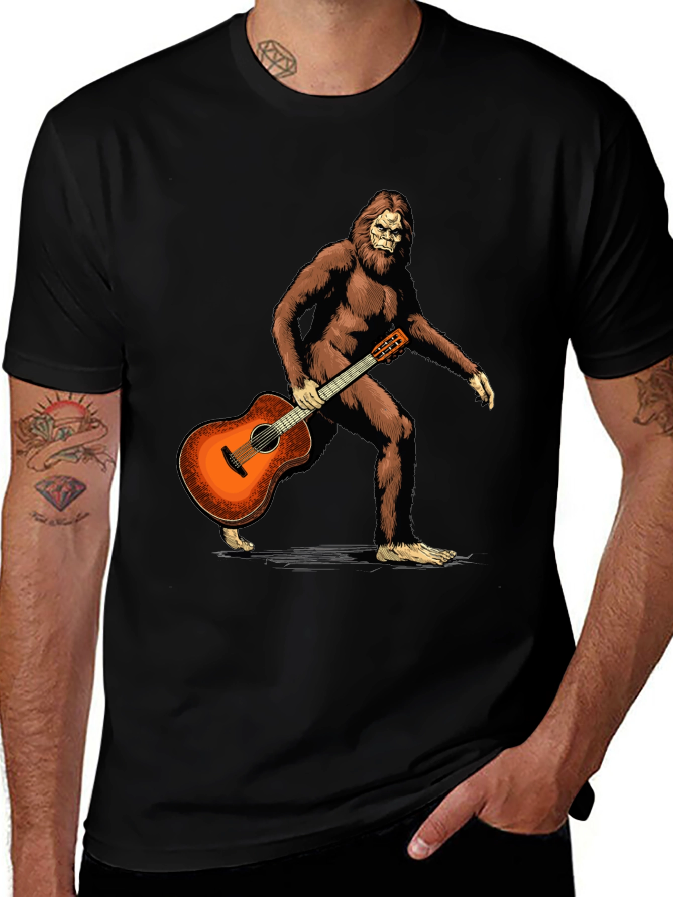 Variant 26 of Sasquatch Guitarist Graphic Tee - Black