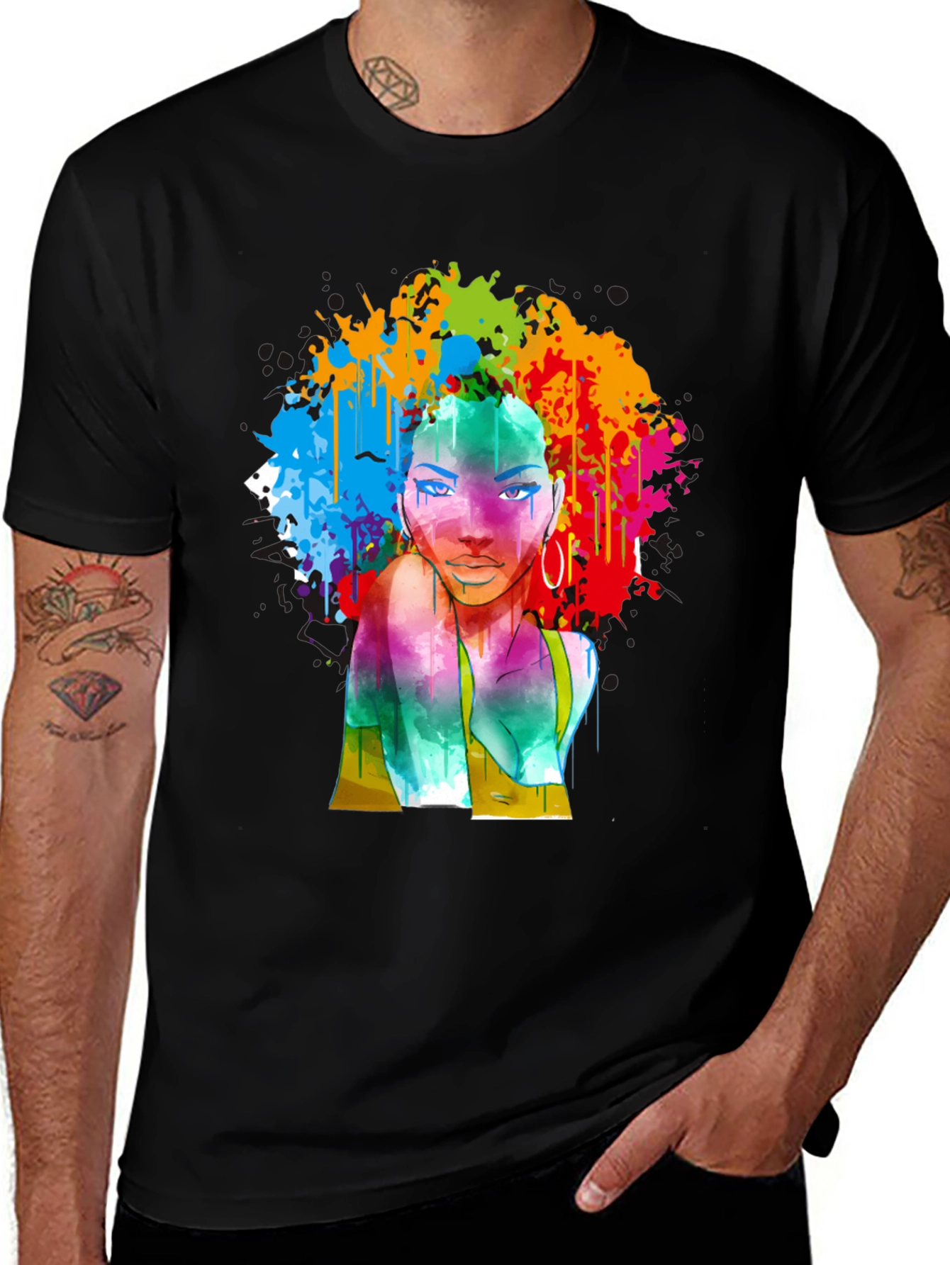 Variant 18 of Colorful Afro Art Black T-Shirt