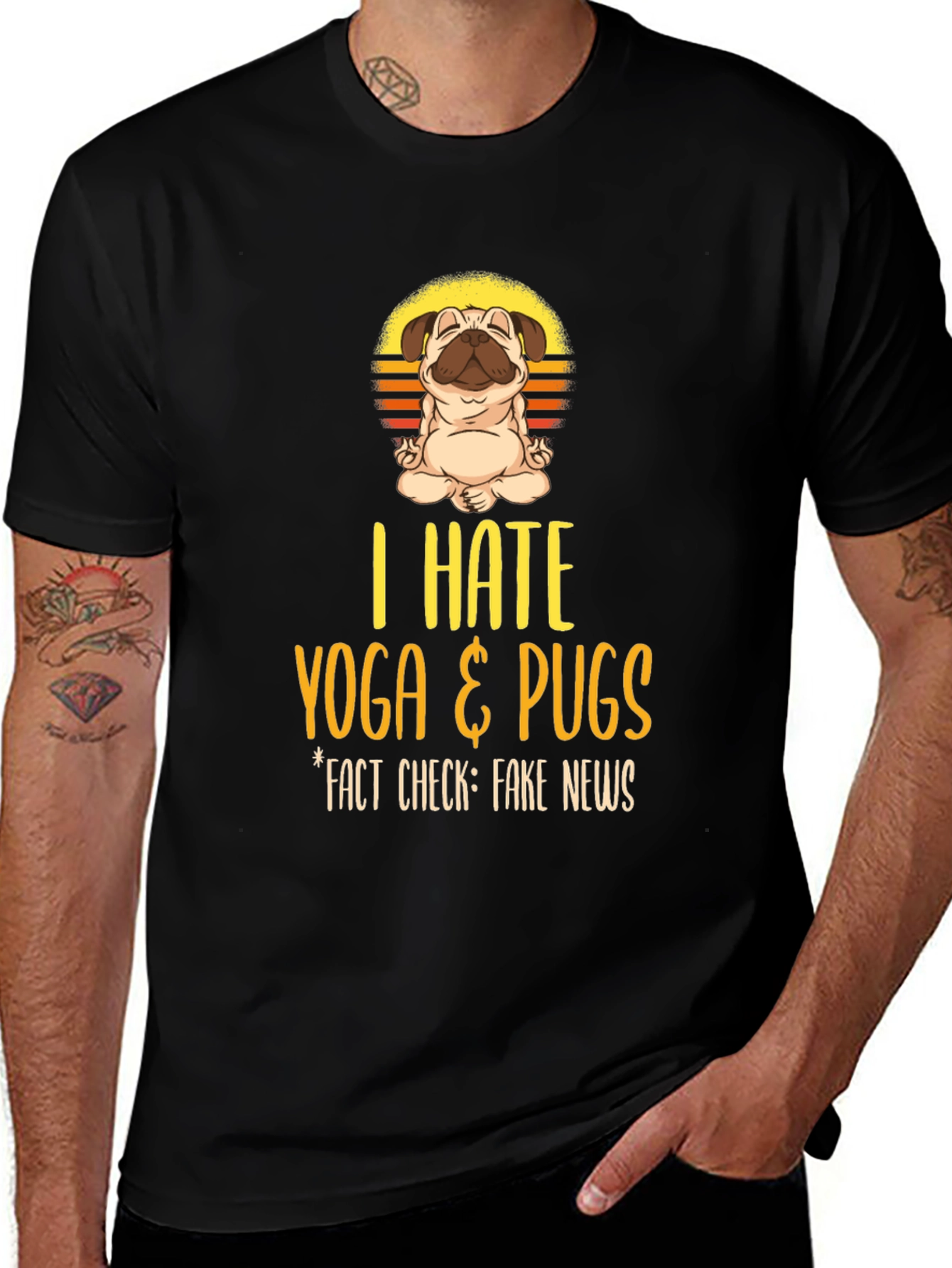 Variant 27 of I Hate Yoga & Pugs Men's T-Shirt