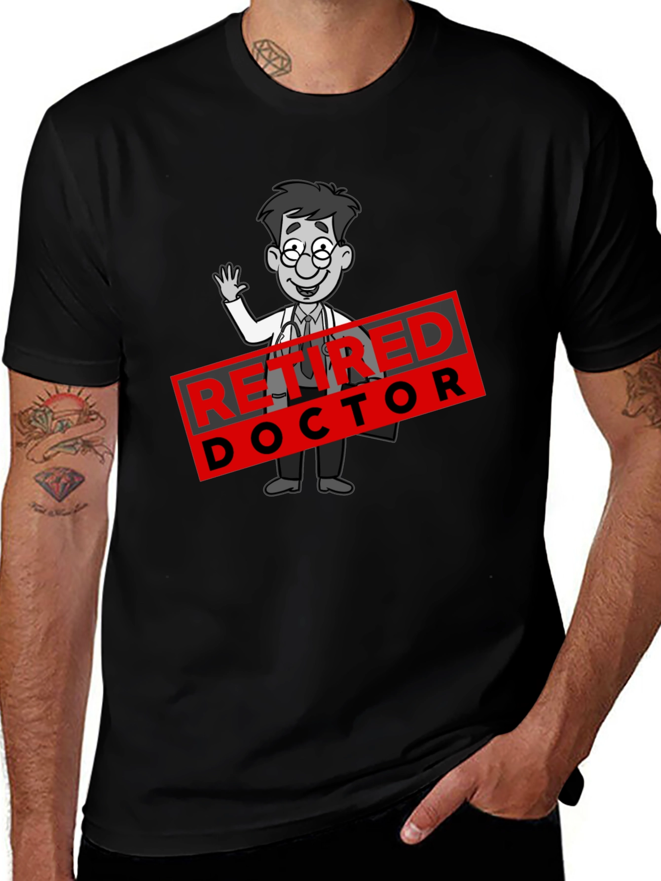 Variant 26 of Retired Doctor Cartoon Graphic T-Shirt