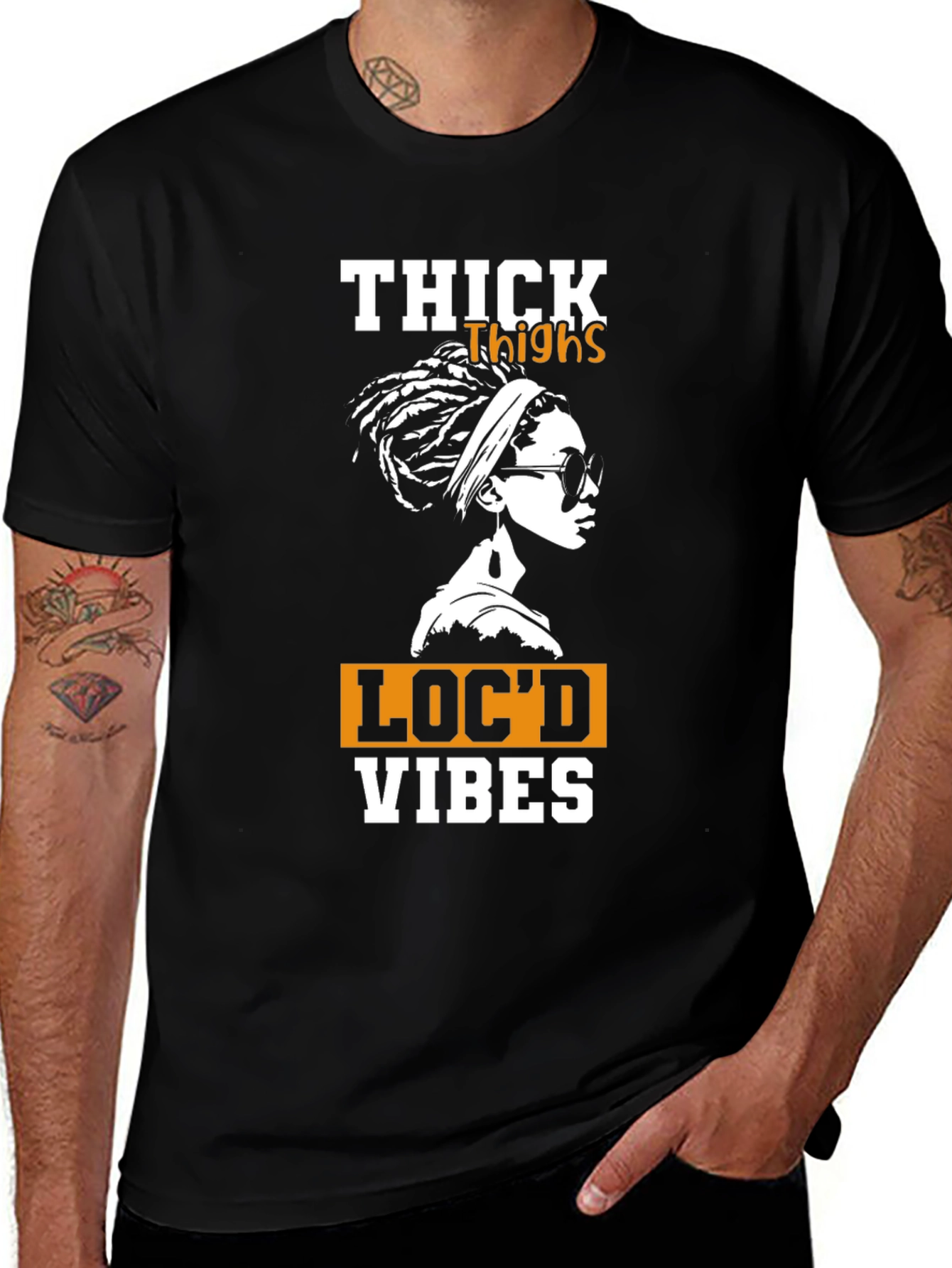 Variant 6 of Thick Thighs Loc'd Vibes Graphic Tee