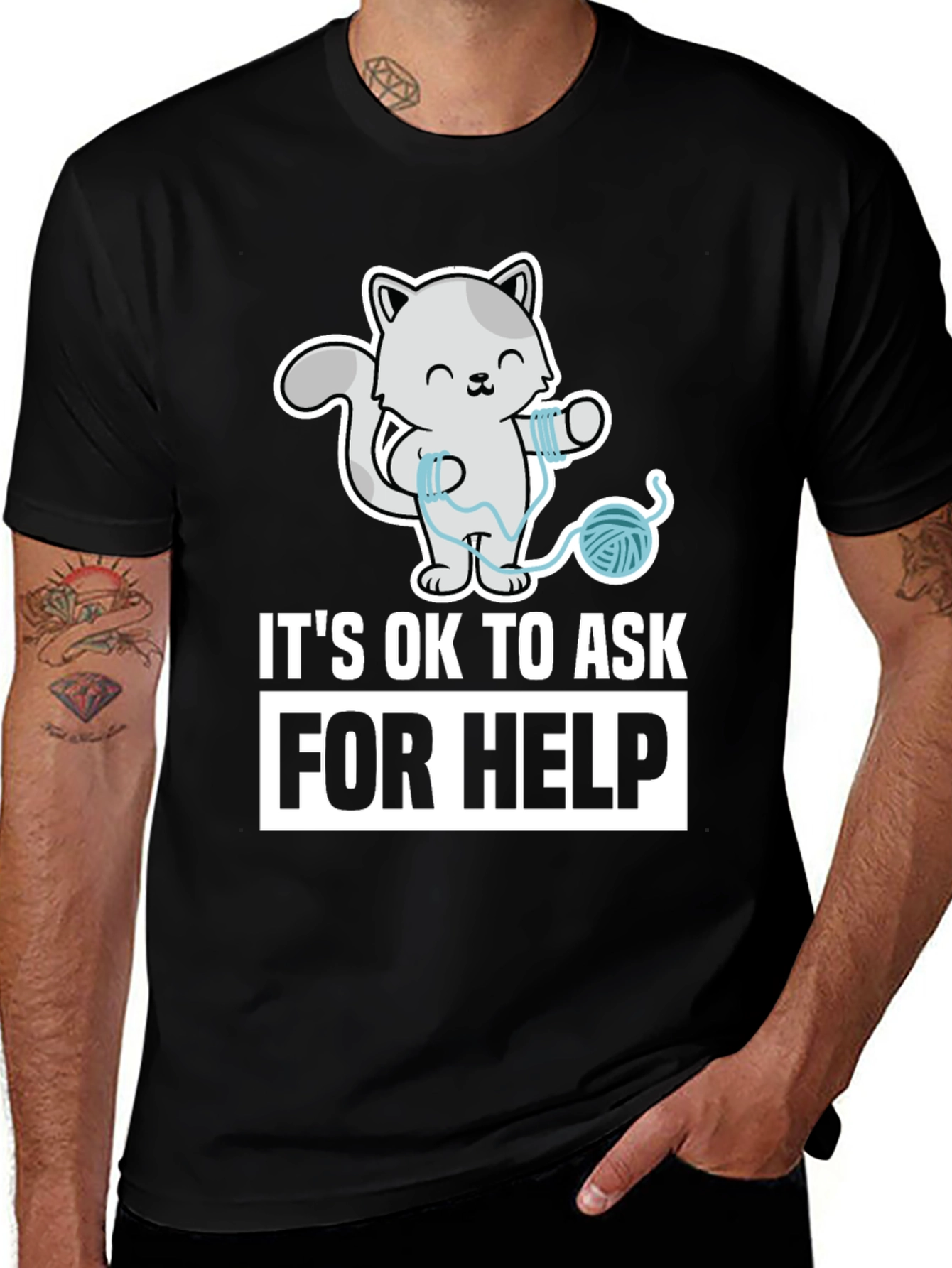 Variant 7 of It's OK to Ask for Help Cat T-Shirt