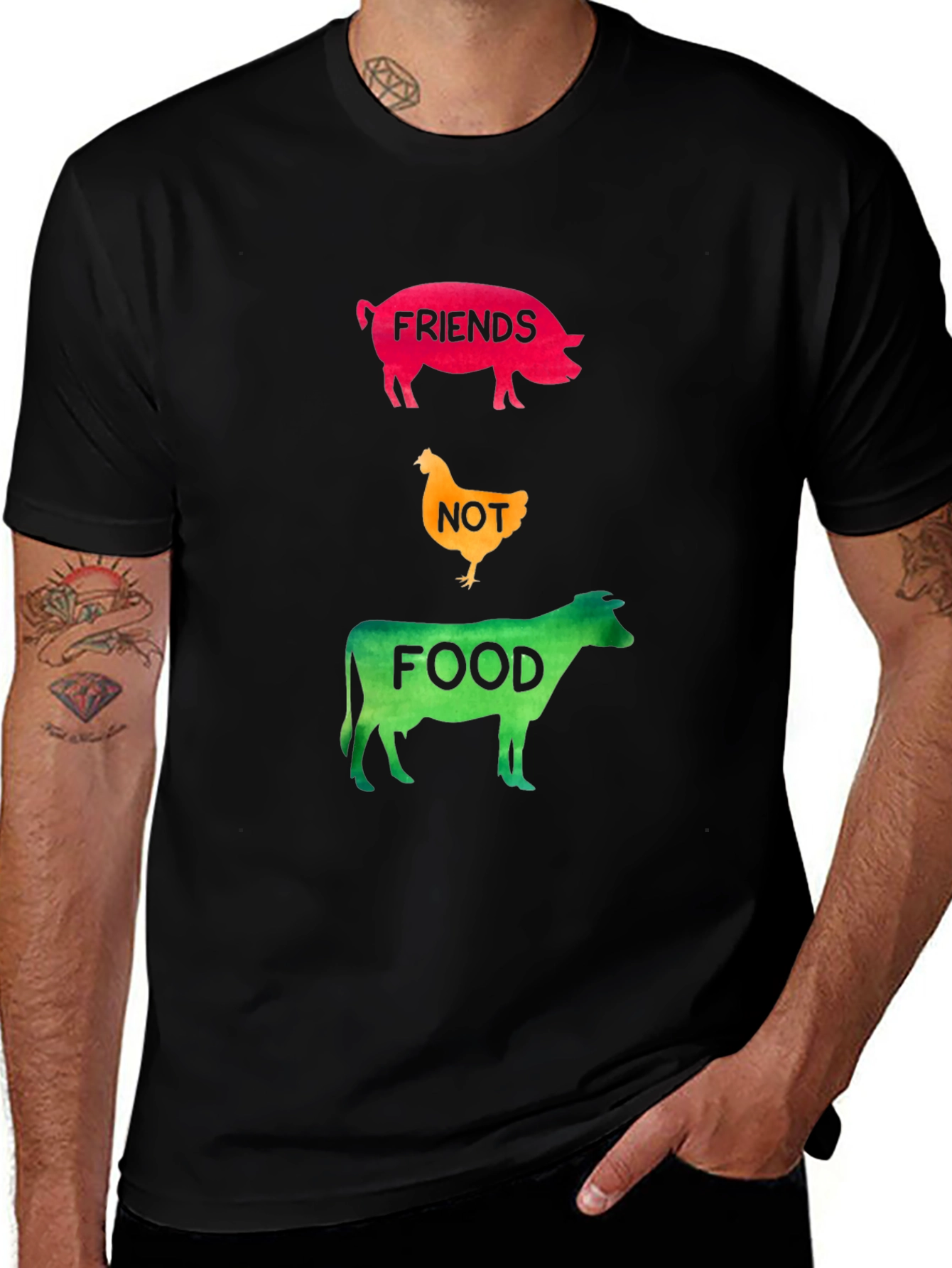 Variant 15 of Vegan Graphic Tee - Friends Not Food Shirt