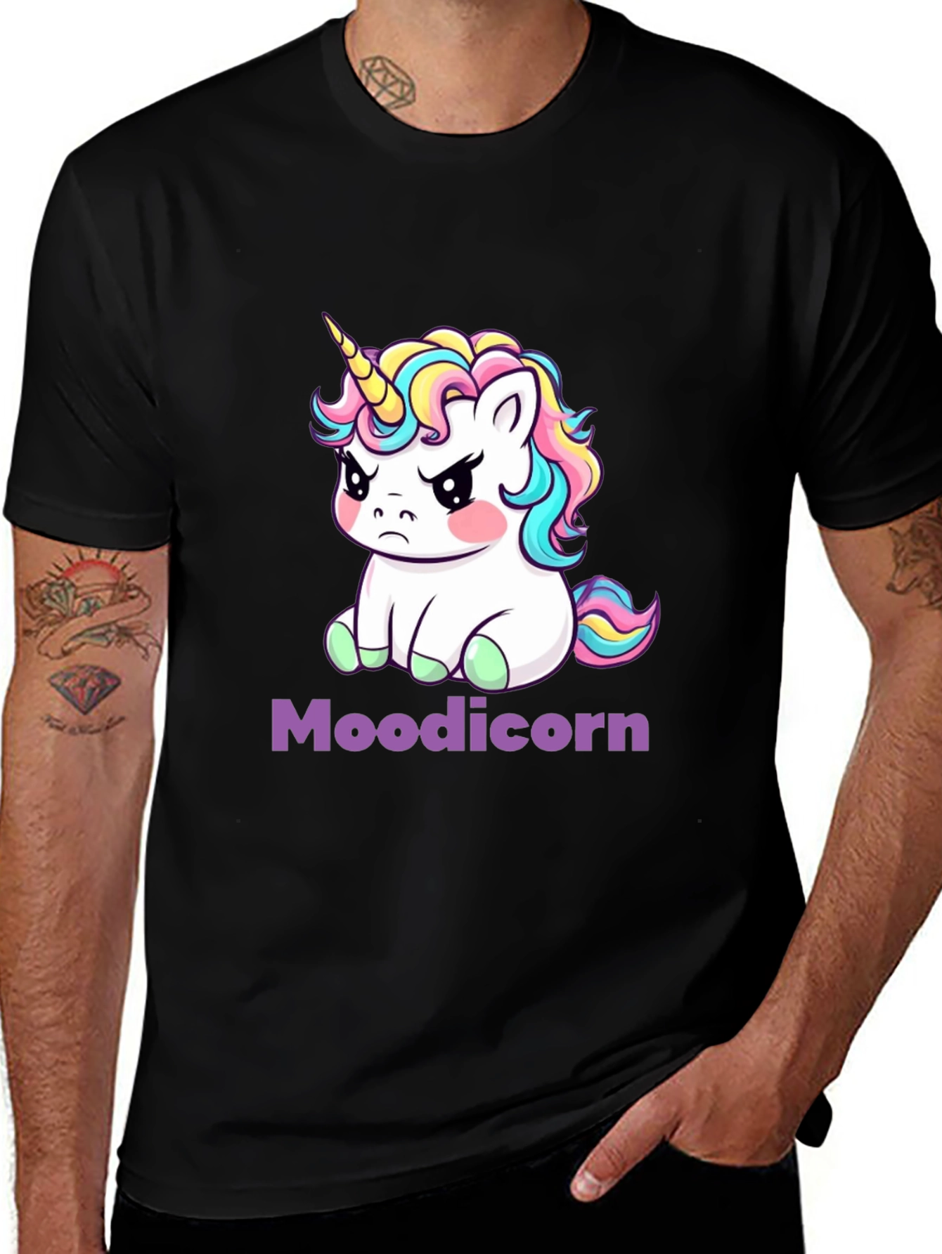 Moodicorn Black T-Shirt - Grumpy Unicorn Tee