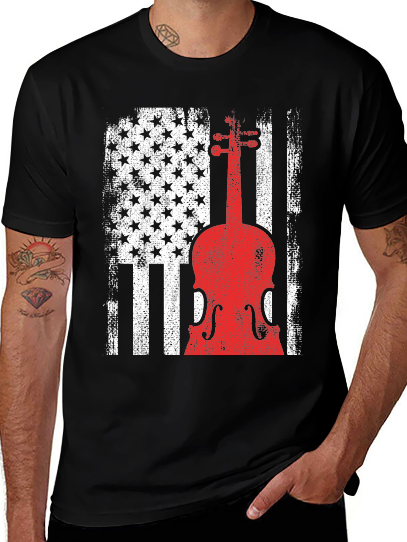 Variant 19 of American Flag Violin Graphic T-Shirt
